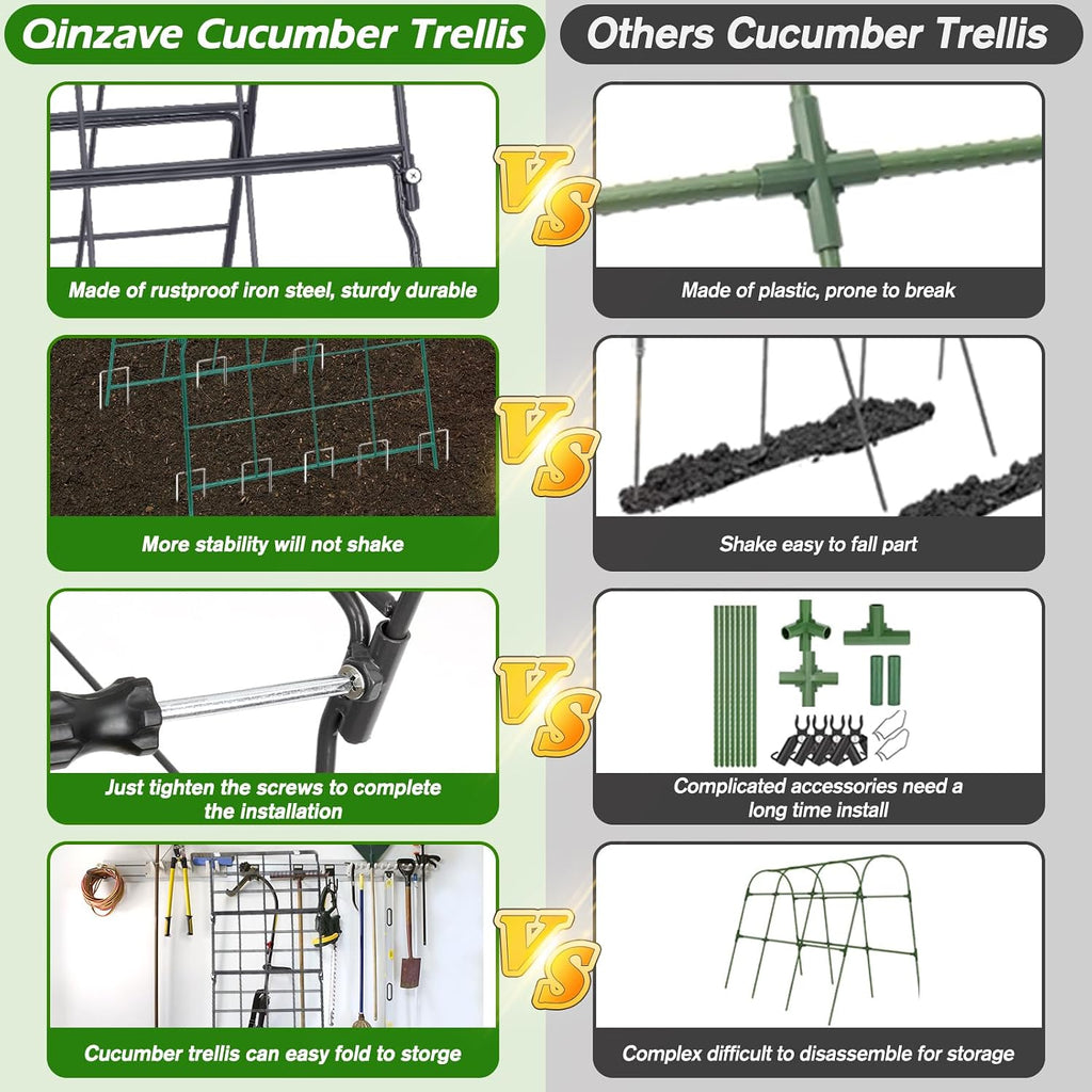 Cucumber Trellis for Raised Bed A Frame Metal Garden Trellis for Climbing Plants Outdoor, 42 x 16IN Foldable Coated