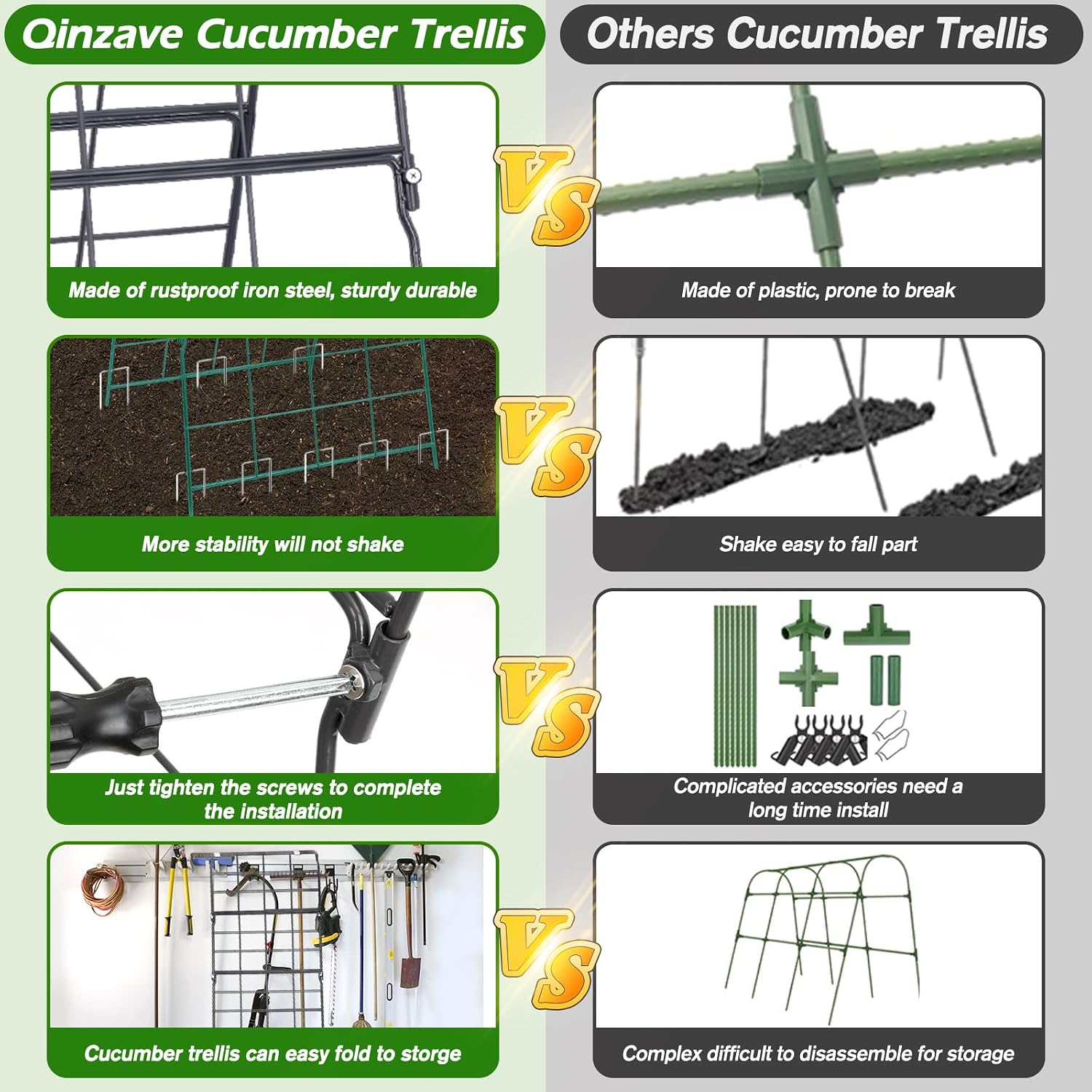 Cucumber Trellis for Raised Bed A Frame Metal Garden Trellis for Climbing Plants Outdoor, 42 x 16IN Foldable Coated