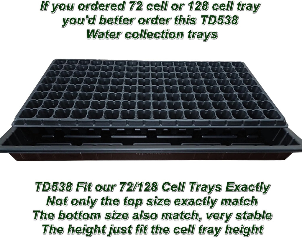RooTrimmer 10Pcs 128 Cell Seed Starter Trays, Thick Durable Nursery 128 Cell Plug Tray Seedling Flat Plastic Shallow