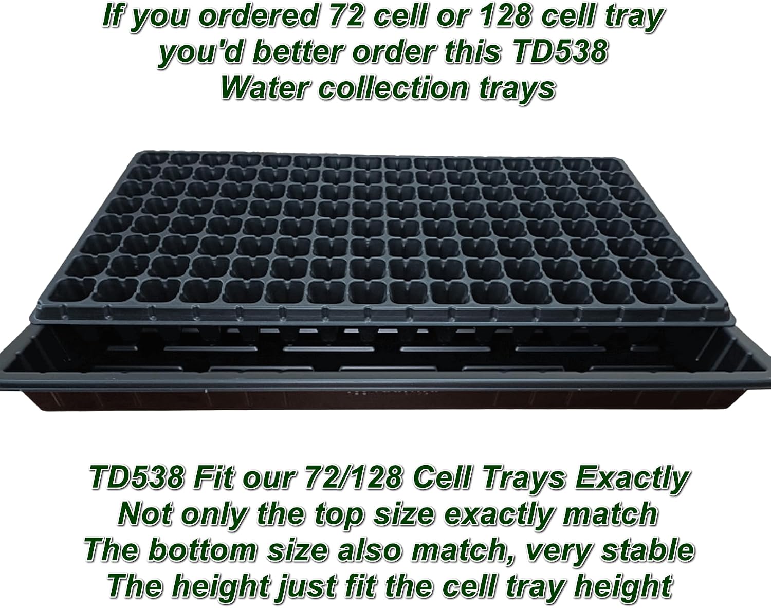 RooTrimmer 10Pcs 128 Cell Seed Starter Trays, Thick Durable Nursery 128 Cell Plug Tray Seedling Flat Plastic Shallow