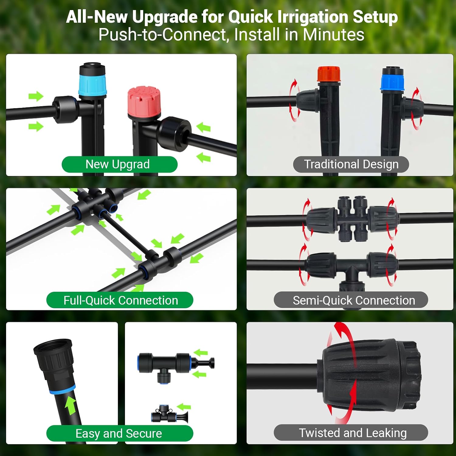 230FT Drip Irrigation Kit with 36 Adjustable Emitters, Push-Fit System | Extra Size Garden Watering System, 36