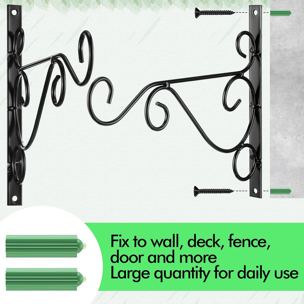 Tandefio 10 Pack Hanging Plant Brackets 10 Inch, Decorative Classic Outdoor Metal Wall Hooks, Iron Plant Hangers for