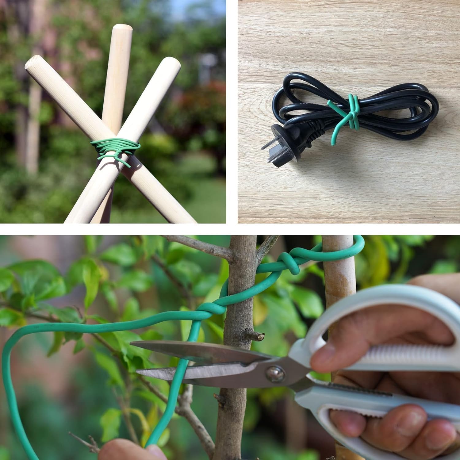 PGarden-EZ Heavy Duty Garden Plant Ties, 250 Feet Soft Twist Ties for Vines Tomatoes, Thick Green Zip Ties for Climbing