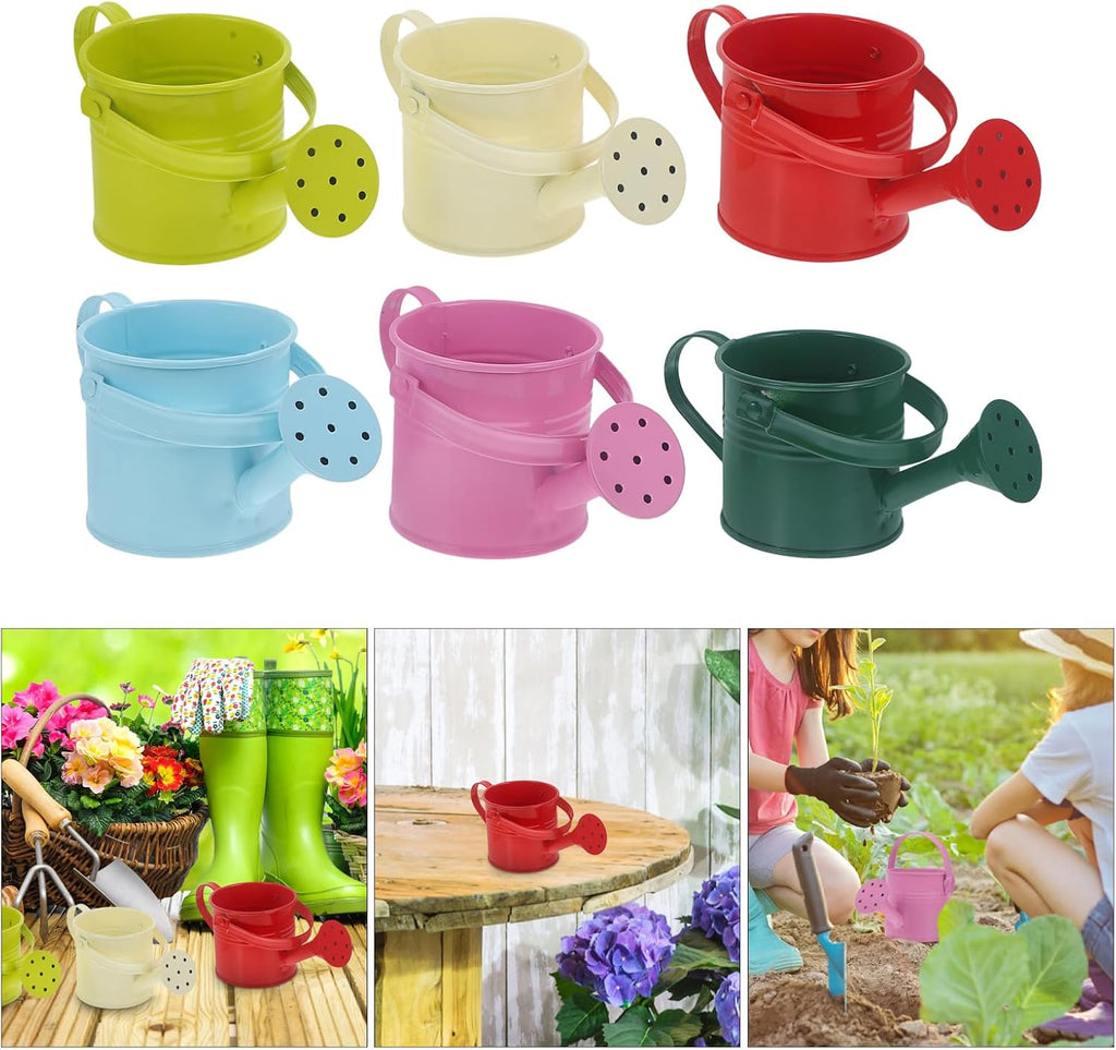 Yardwe 6-Pack Small Watering Cans for Indoor Plants Lightweight Mini Iron Watering Cans with Long Spout for Succulent