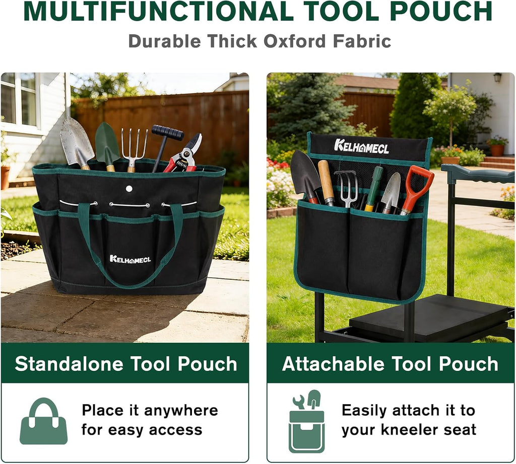 Garden Kneeler and Seat - Extra Wide Thick EVA Pad, Heavy Duty Foldable Garden Bench Holds 350lbs, 2-in-1 Gardening