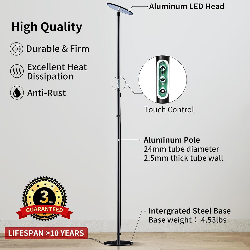 85" Tall Grow Light for Large Indoor Plants, 60W Full Spectrum | 1-23H Timer, Blue-Enhanced Sun Spectrum, Dimmable