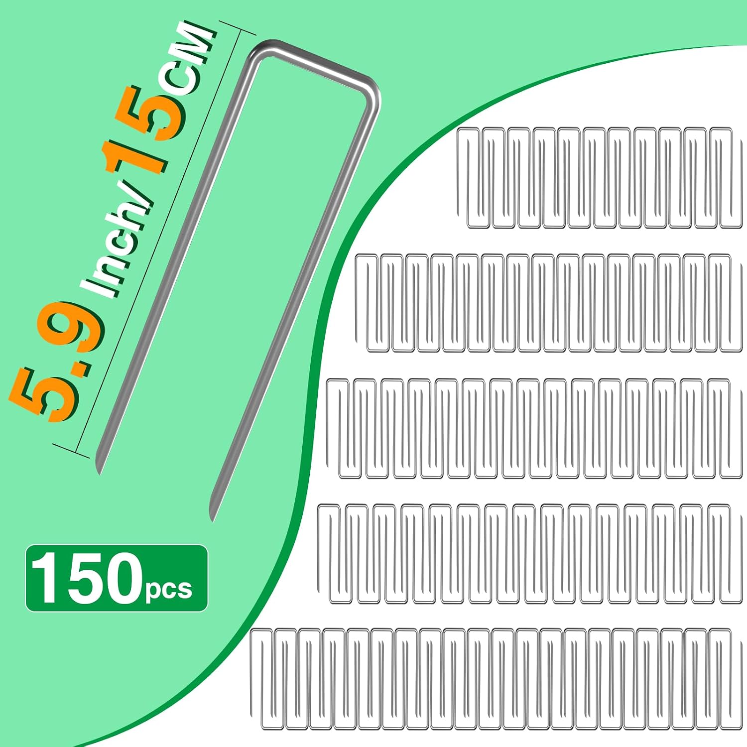 100FT Landscape Edging Kit, 1.5”No-Dig Garden Edging Border with 150 Stainless Steel Stakes, 2 x 50FT Flexible Lawn