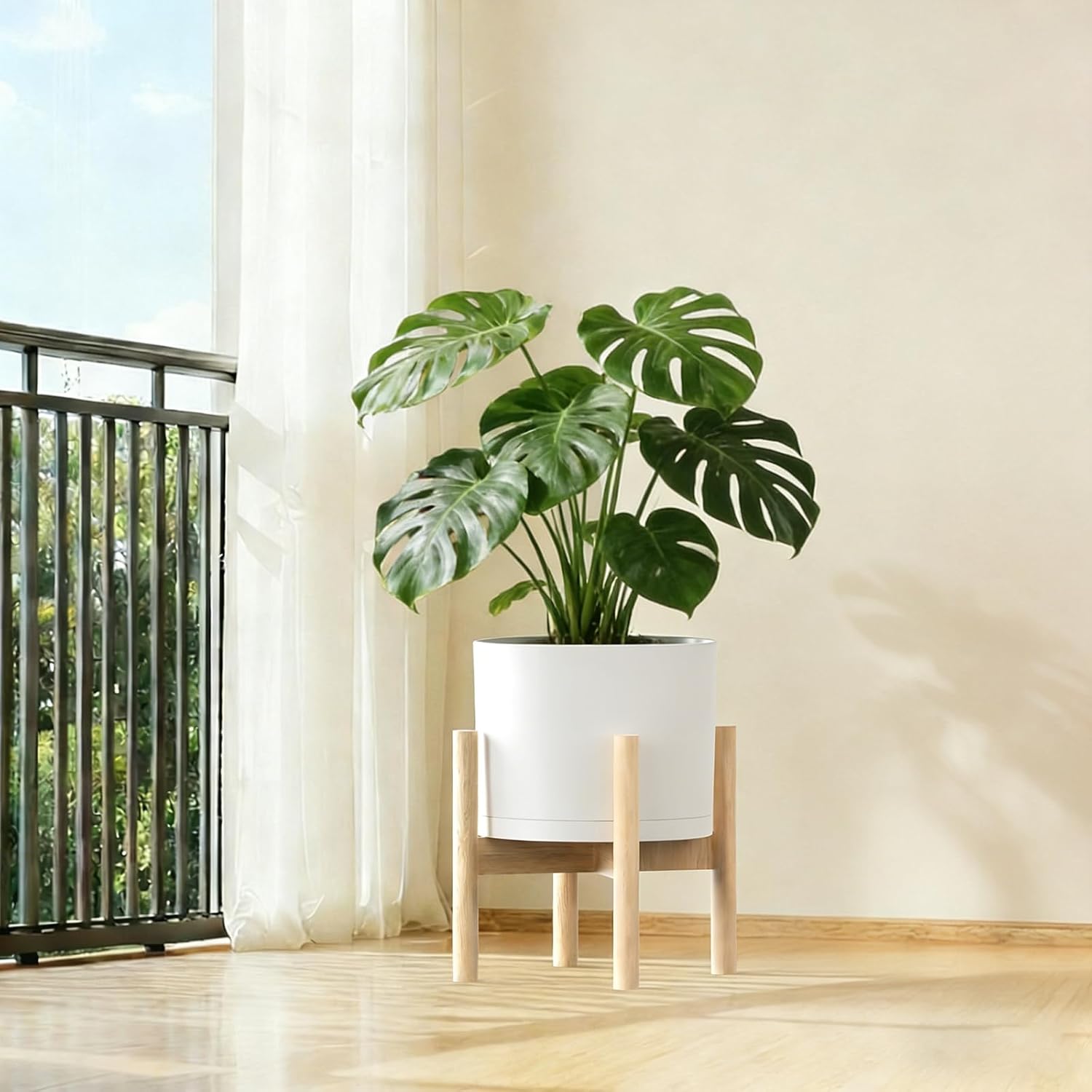 10 Inch Round Plastic Plant Pot with Drainage Holes and Saucer, Wide Flower Pots for Indoor & Outdoor Plants– 7.9" Tall