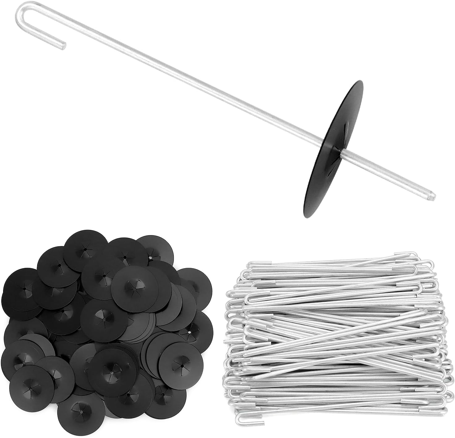 QWORK 200-Pack Stainless Steel Solar Panel Guard Clips with Self-Locking Washers and J Hooks –UV-Protected, Animal