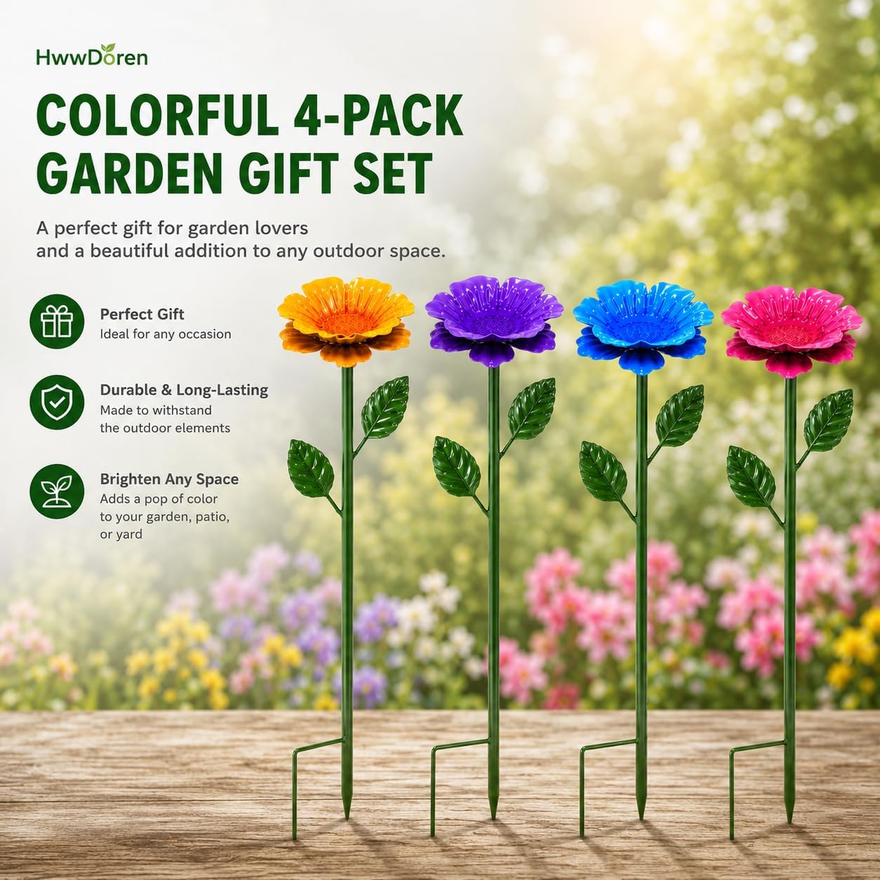 4 Pack Bee Watering Stations for Garden, Metal Flower Butterfly Feeders, Colorful Bee Bath Bowls with Adjustable Stakes
