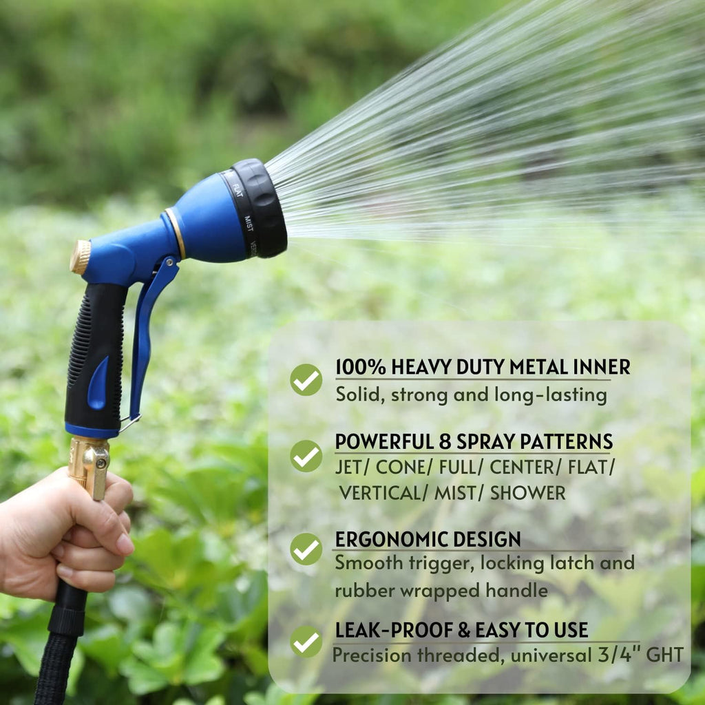 HOSUN Garden Hose Sprayer Nozzle 100% Heavy Duty Metal, Water Hose Nozzle with 8 Different Spray Patterns, High