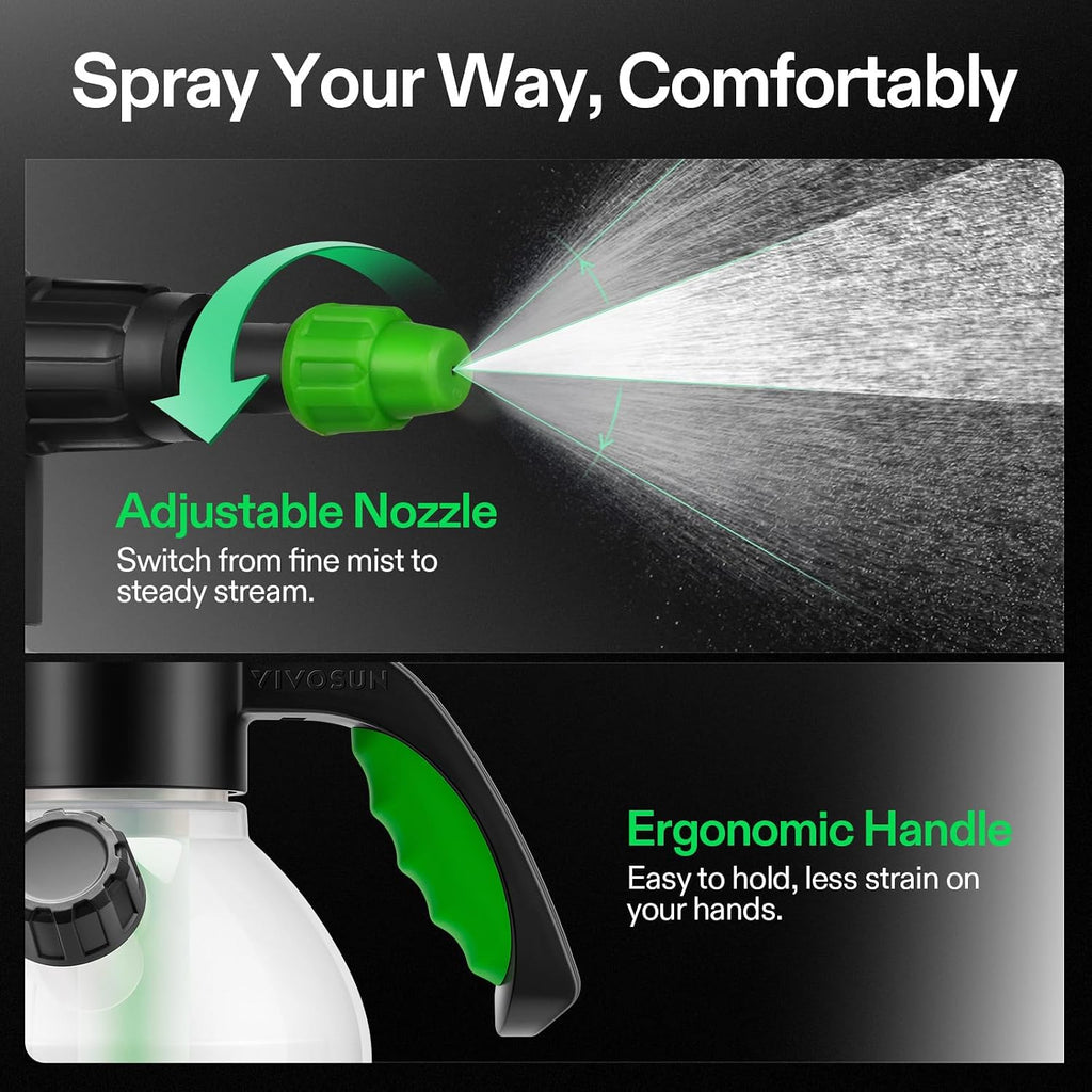 VIVOSUN 70oz Pump Sprayer, Portable Water Spray Bottle | for Spraying Plants, Flowers, Weeds and Cleaning, Hand Pump