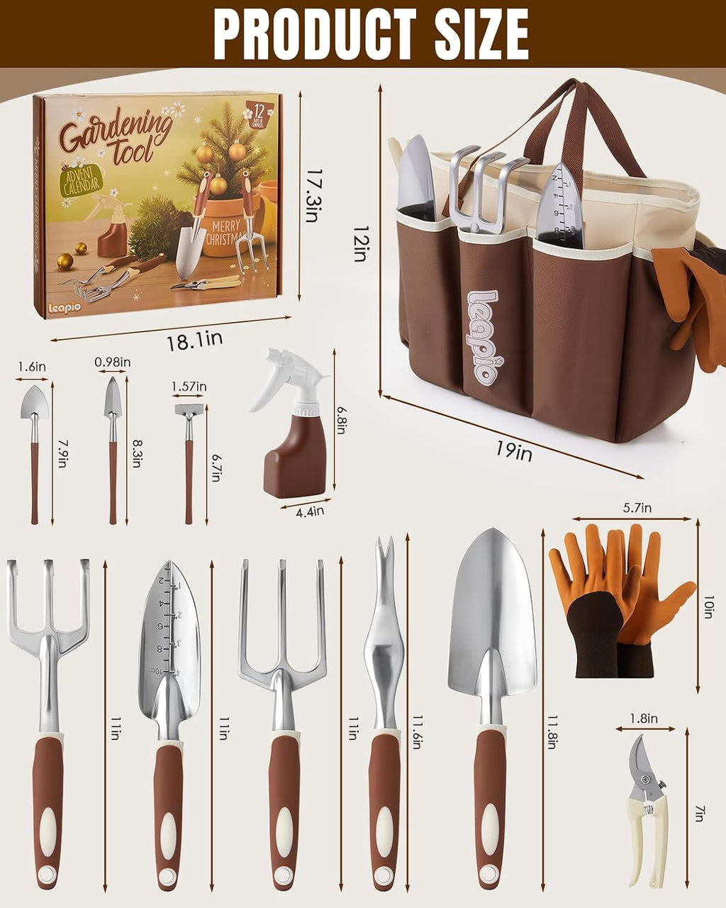 Gardening Gifts for Women Men, 12PCS Heavy Duty Garden Tools Set with Large Garden Bag and Gloves Pruning Shears