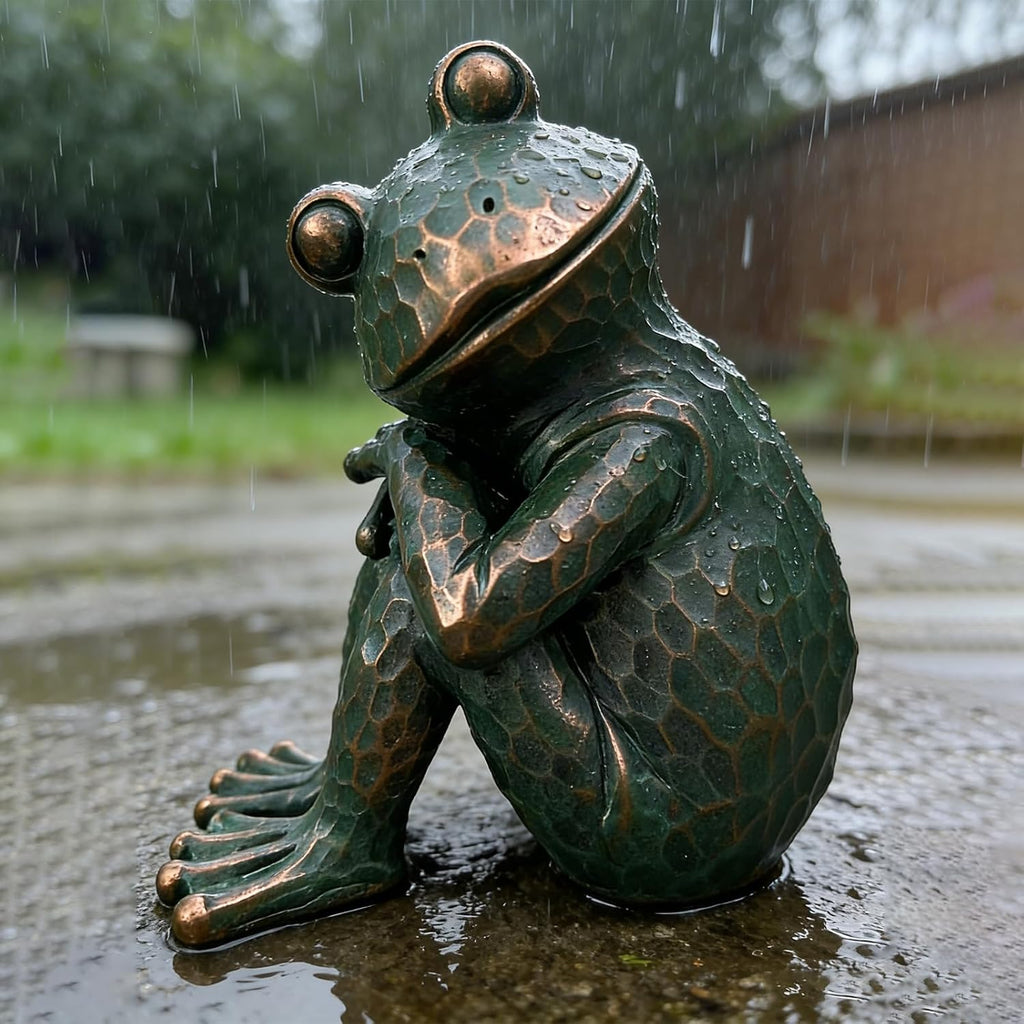 Vintage Verdigris Meditating Frog Garden Statue, 9.8" H | Hand-painted verdigris finish Weather-resistant resin craft