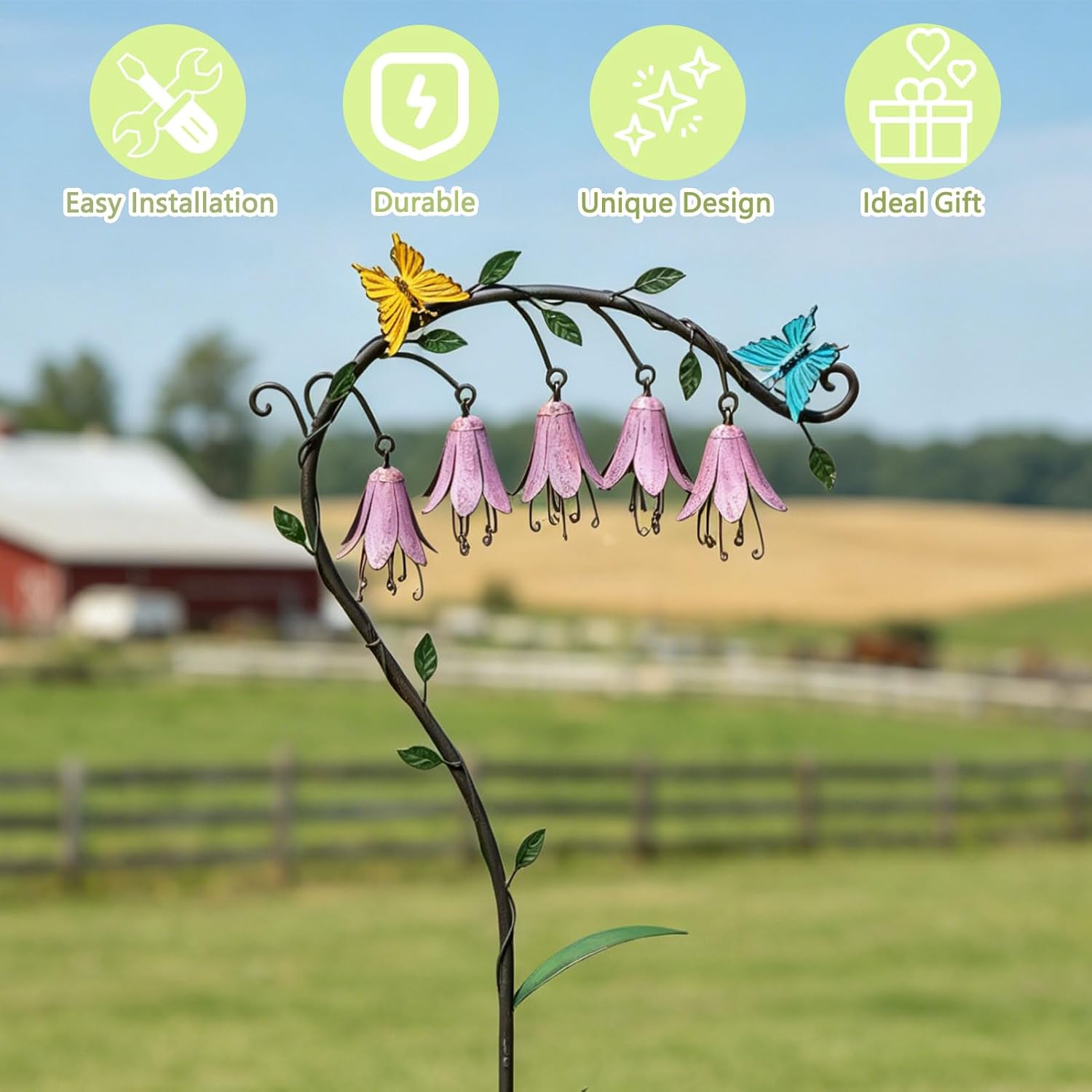 39.5"H Gardens Metal Flowers for Outside,Retro Decorative Garden Stake | Metal Garden Art for Outdoors,Garden Stakes