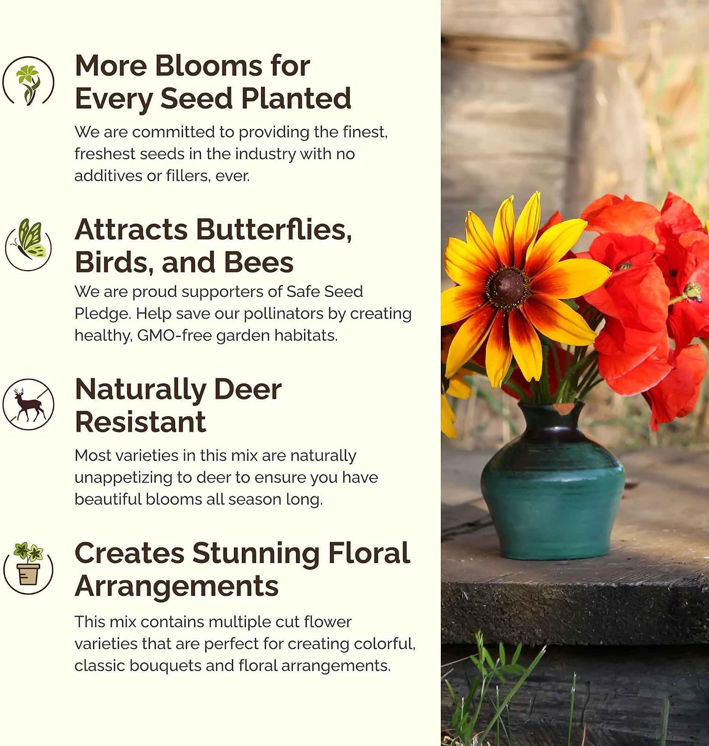 Eden Brothers New York Wildflower Mixed Seeds for Planting, 1 lb | 480,000+ Seeds with Coneflower, Cosmos, Attracts