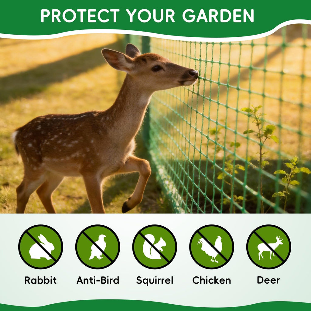 Plastic Mesh Fencing 4FT x 100FT, Garden Bird Netting & Deer Fence, Temporary Animal Barrier for Deer Pets Rabbits