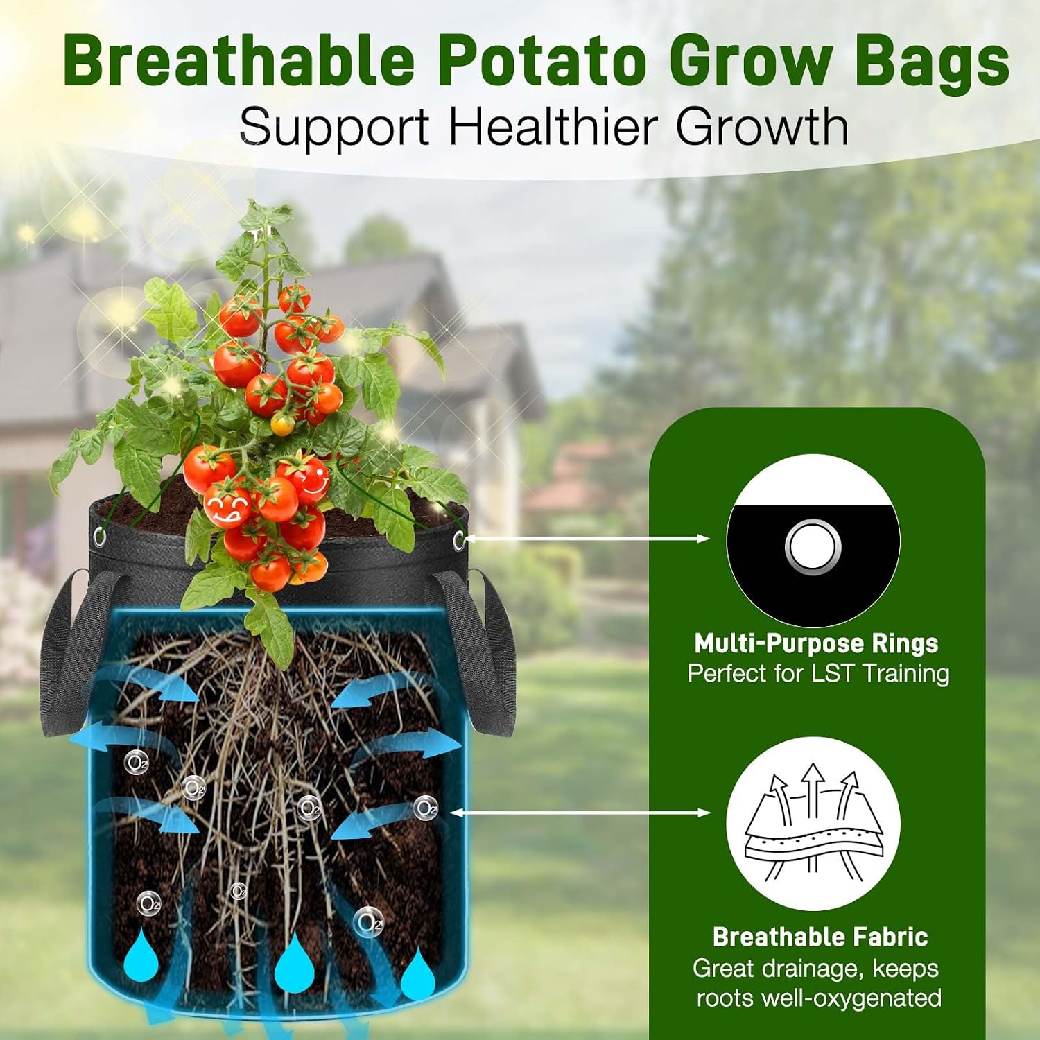 4 Pack Potato Grow Bags 15 Gallon with Harvest & Visible Window Thickened Garden Bags to Grow Vegetables with Handles &