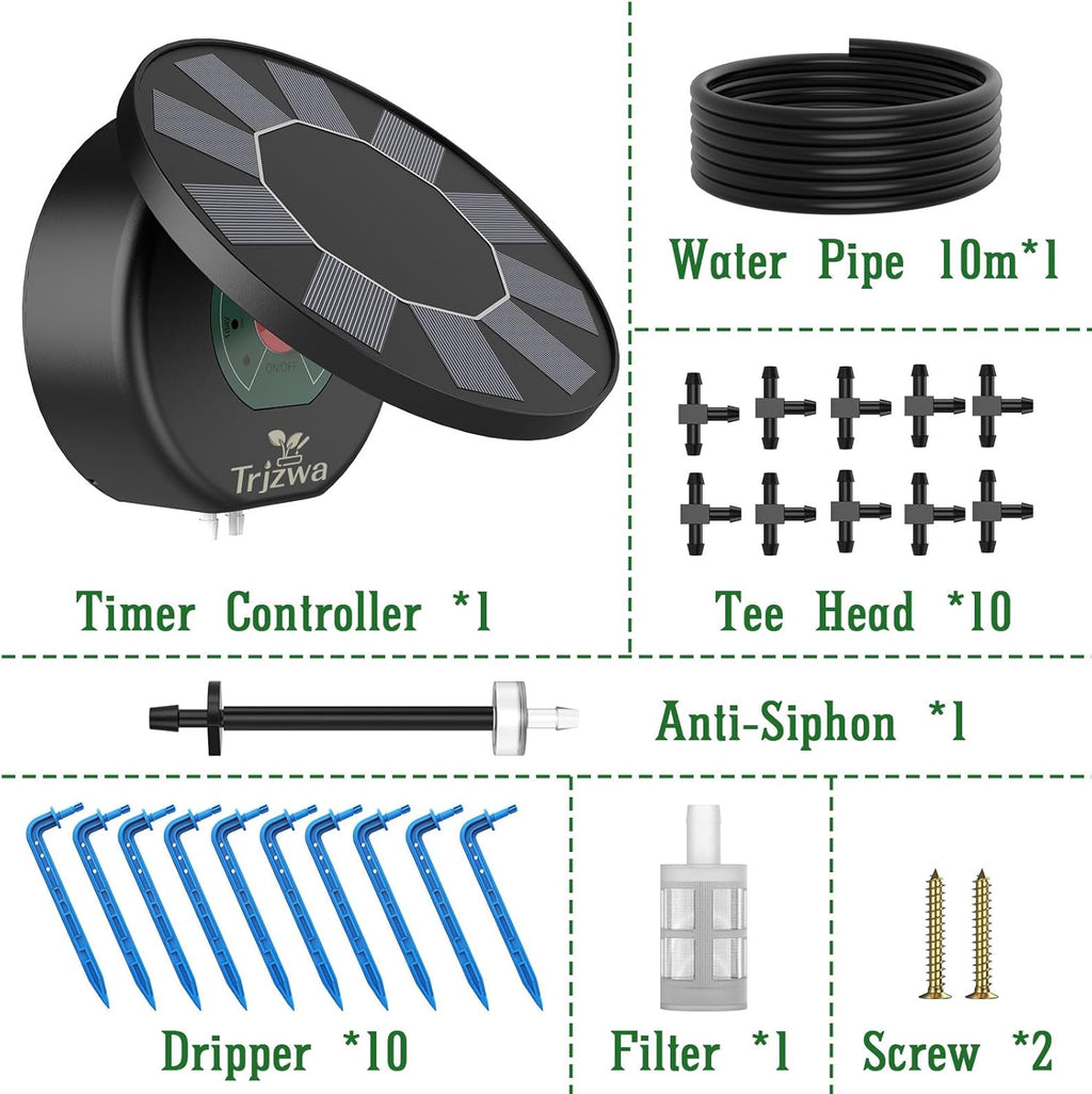 Solar Automatic Drip Irrigation System Kit, DIY Irrigation System for Garden Outdoor/Indoor Gardening System, Plant