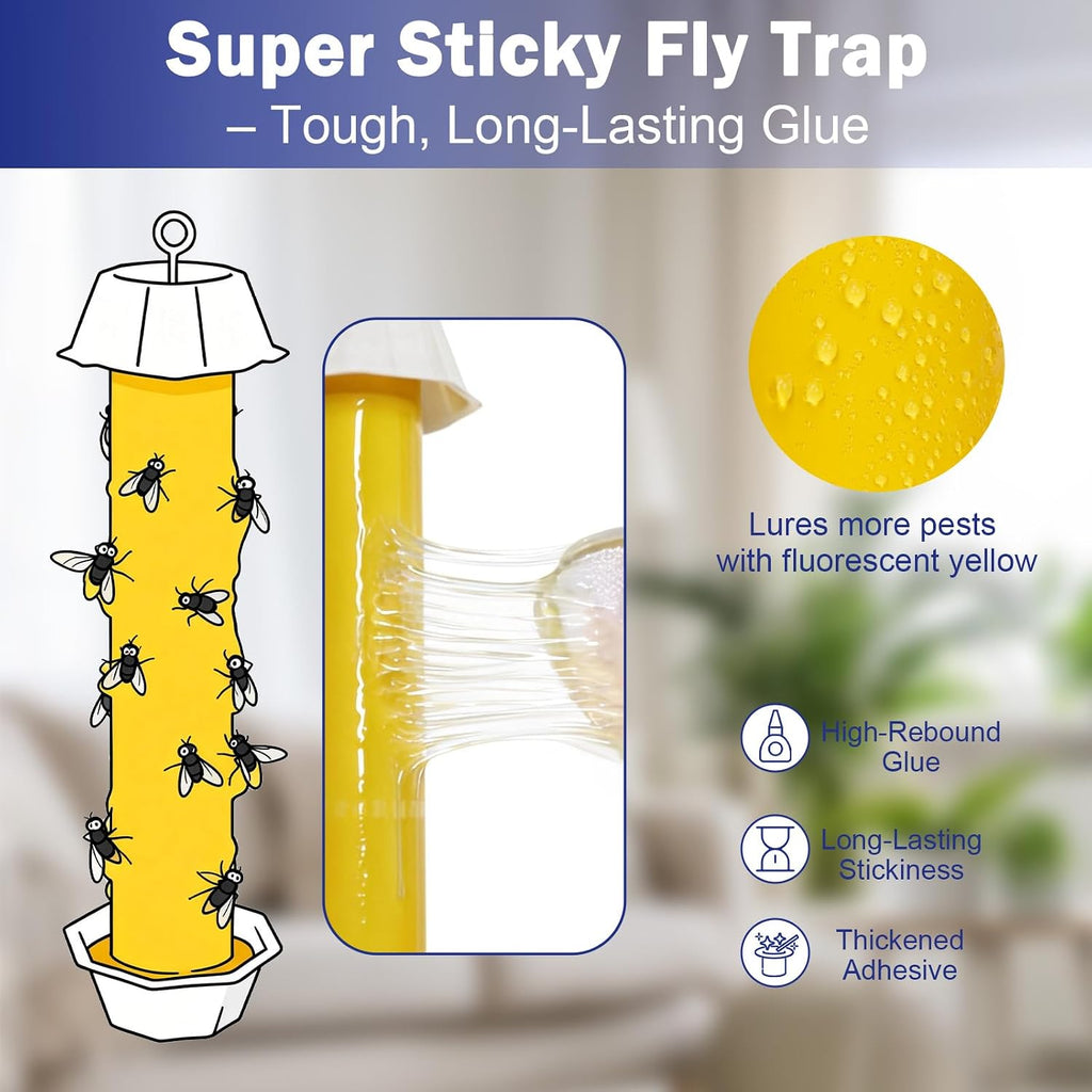 Sticky Fly Traps Indoors & Outdoor 6pk | Fly Stick Catcher Strips for Gnats, House Flying Insect, Super Sticky Hanging