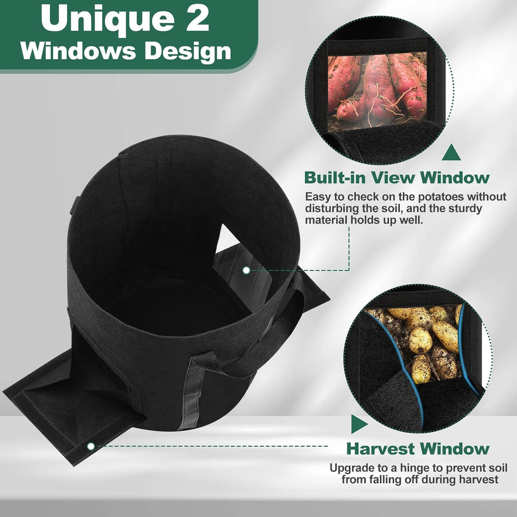Lezmarket 5 Pack 10 Gallon Potato Grow Bags, Nonwoven Fabric Garden Planters with Reinforced Handle, Large Pots for