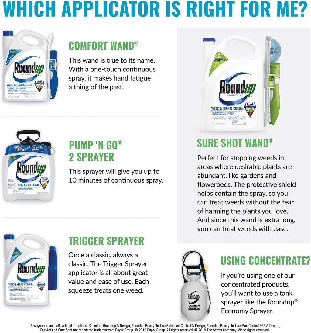 Roundup For Lawns1 Ready to Use - All-in-One Weed Killer for Lawns, Kills Weeds - Not the Lawn, One Solution for