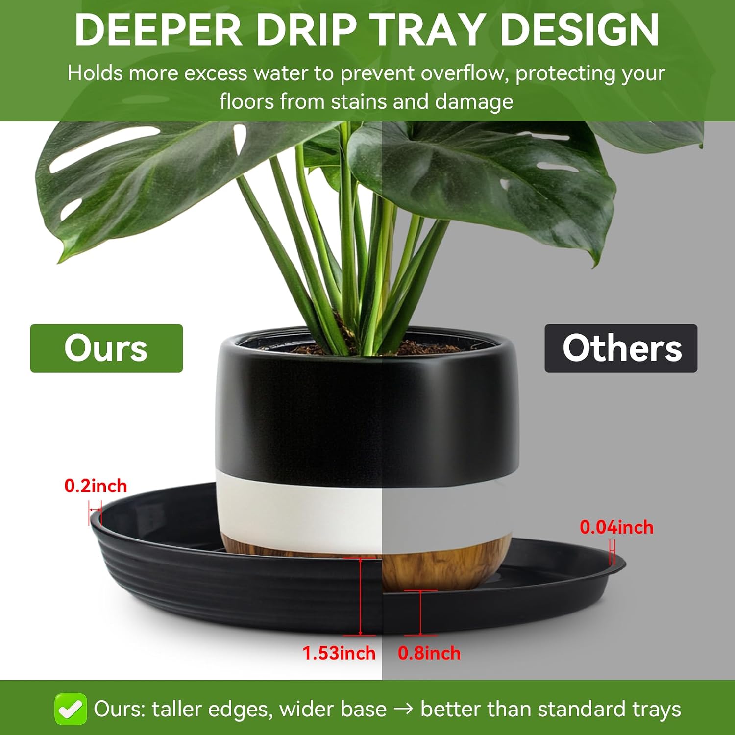 10Pack Plant Saucer 10 inch, Heavy Duty Flower Pot Saucers, Plant Pot Saucers Bulk, 1.5'' Deeper Plant Trays for Pots