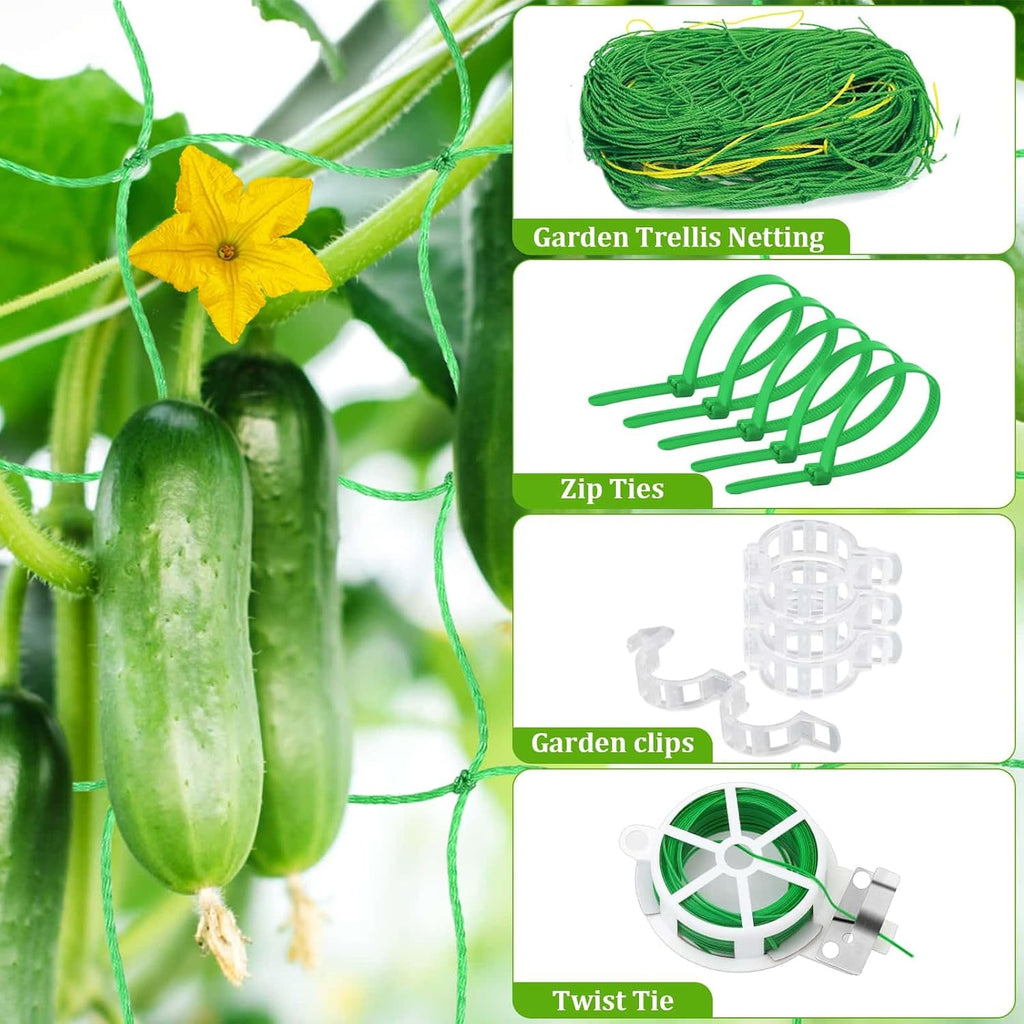 Cucumber Trellis with Grow Bag, 50 x 36 Inches Reusable Garden Vegetable Trellis with Fabric Raised Bed, Climbing Net