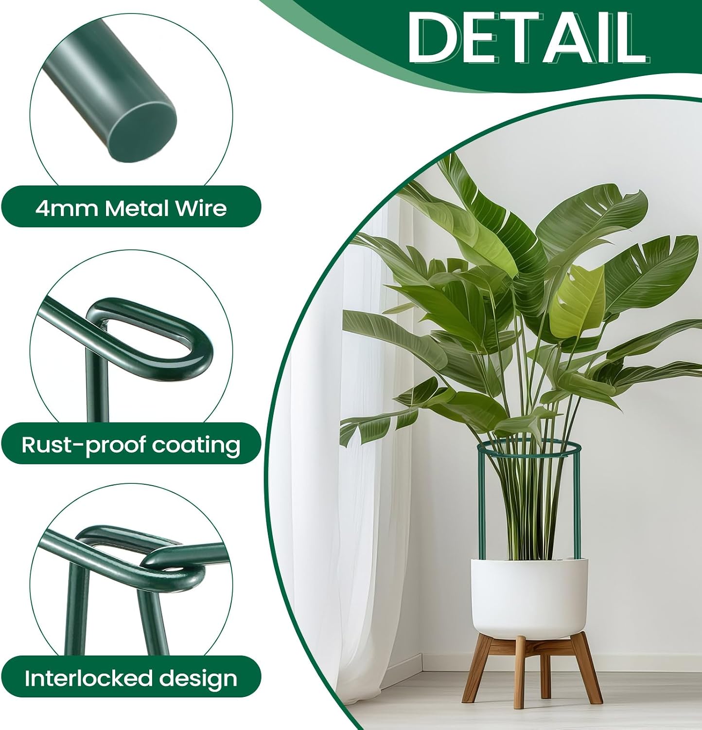 DoubleFill 24 Pcs Snake Plant Support Stakes 10" W x 16" H Half Round Peony Cages and Supports Plant Ring Metal Garden