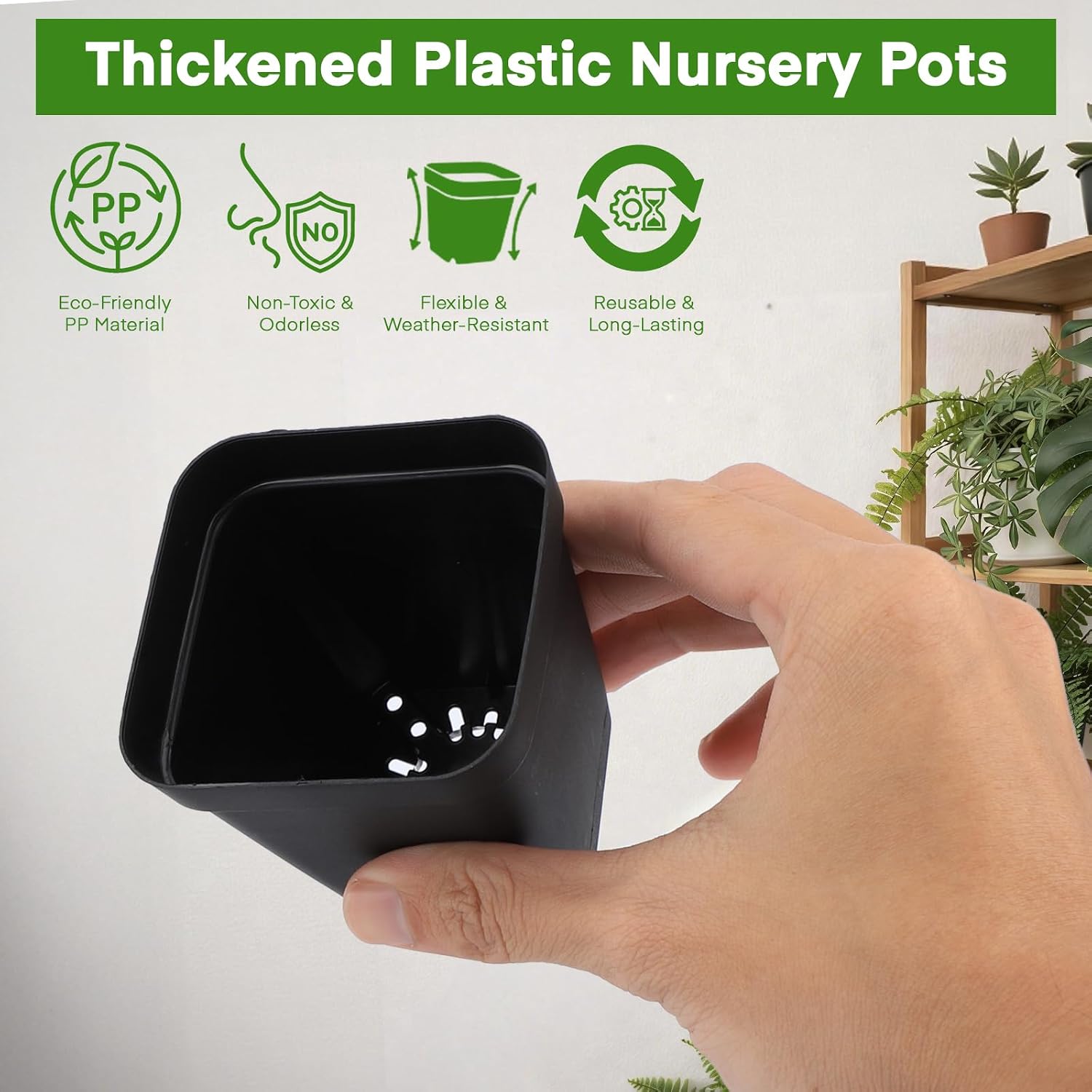 GREANER 8PCS 12 Inch Plant Trays for Pots, 120PCS 2.7 Inch Seed Starter Pots with Drain Holes, Sturdy Seedling pots for
