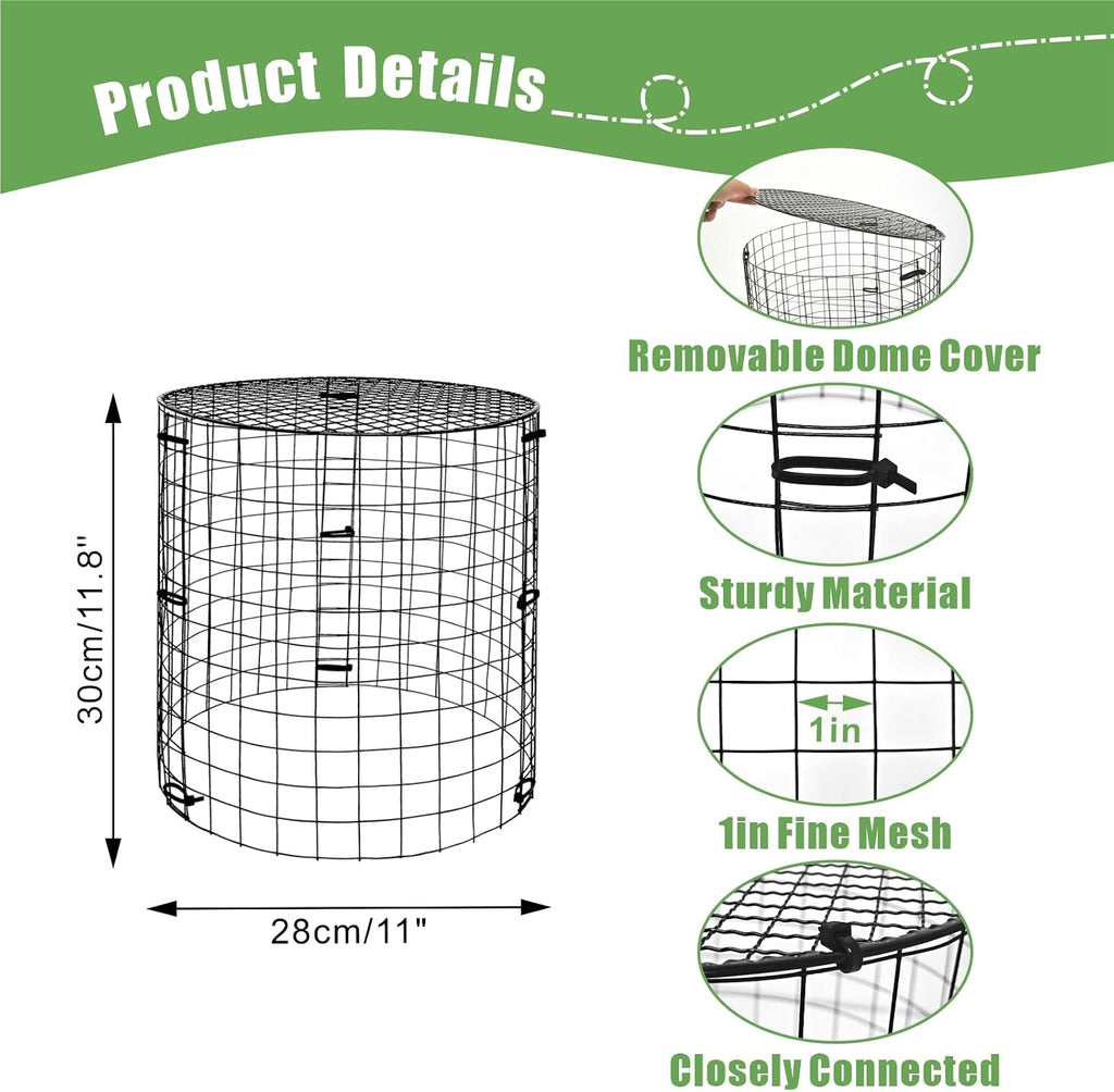 5 Packs Garden Plant Protectors from Animals,Metal Plant Cage,11.8"x 12.6" | Chicken Wire Cloche with Ground Stakes and