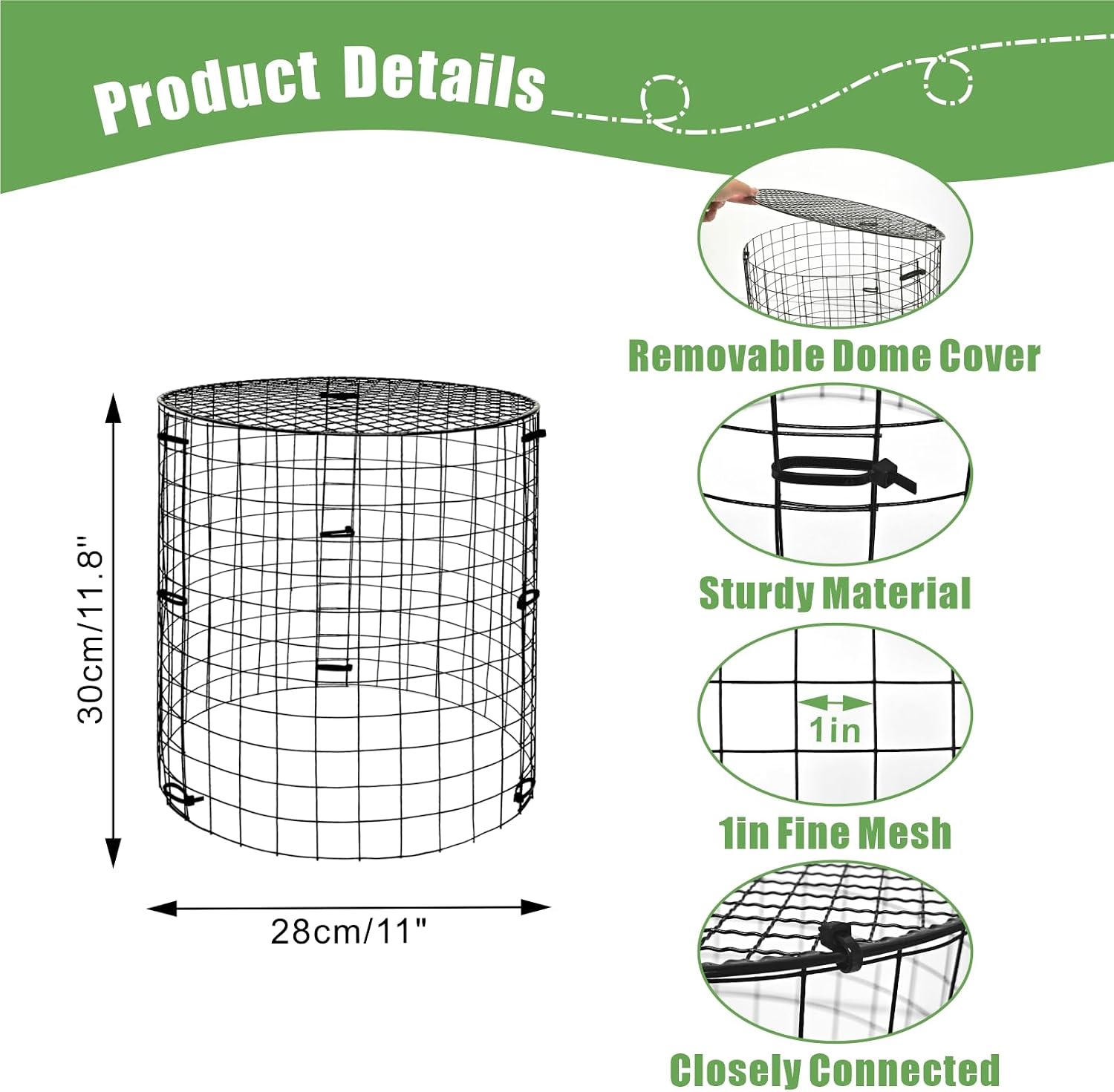 5 Packs Garden Plant Protectors from Animals,Metal Plant Cage,11.8"x 12.6" | Chicken Wire Cloche with Ground Stakes and
