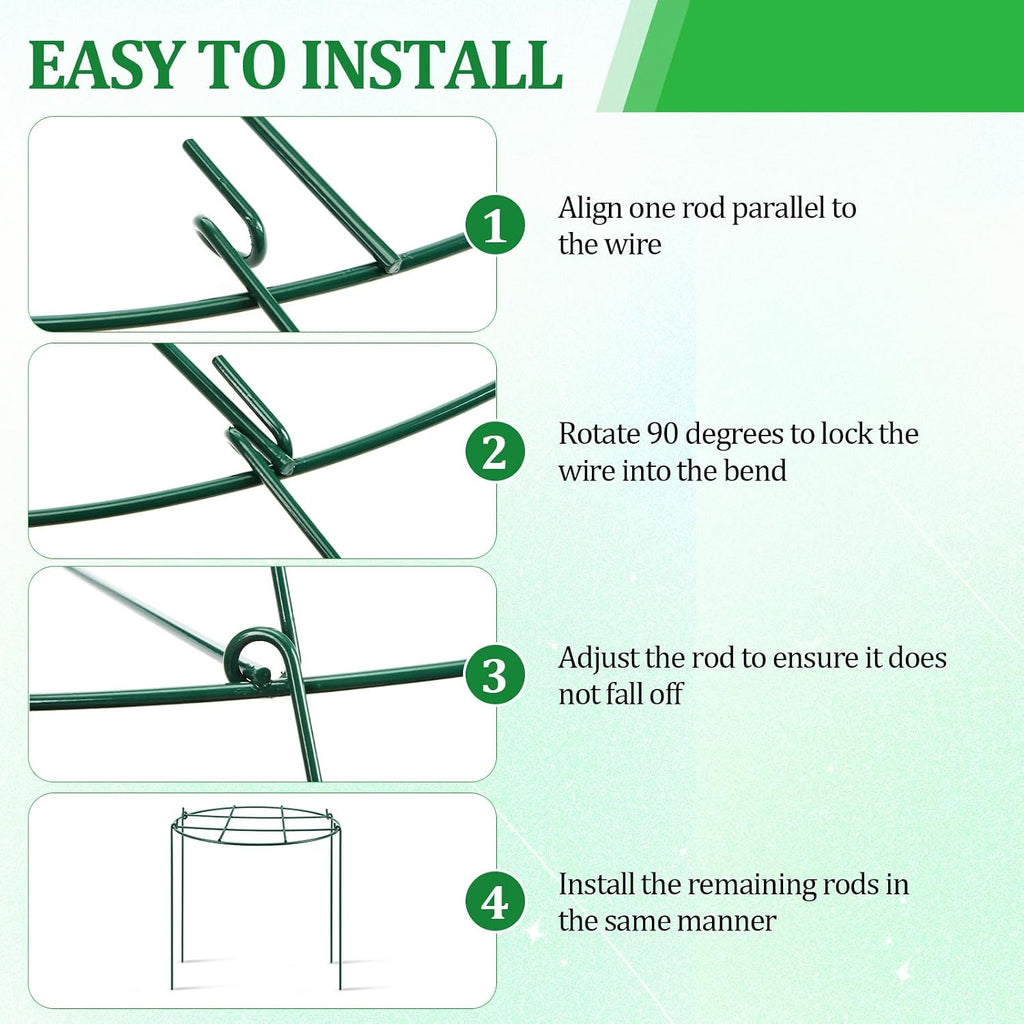 Novabright 1 Pcs 24" H x 20" D Large Peony Cage and Support Grow Through Plant Supports Round Garden Flower Stake