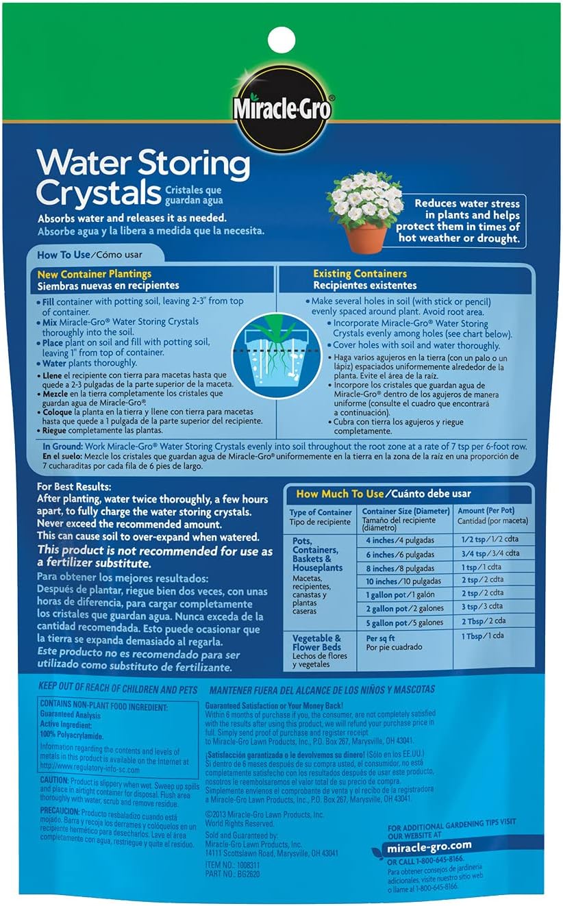 Gro Water Storing Crystals, 12 oz. (2-Pack) | Soil Moisture Retention Crystals for Indoor and Outdoor Plants