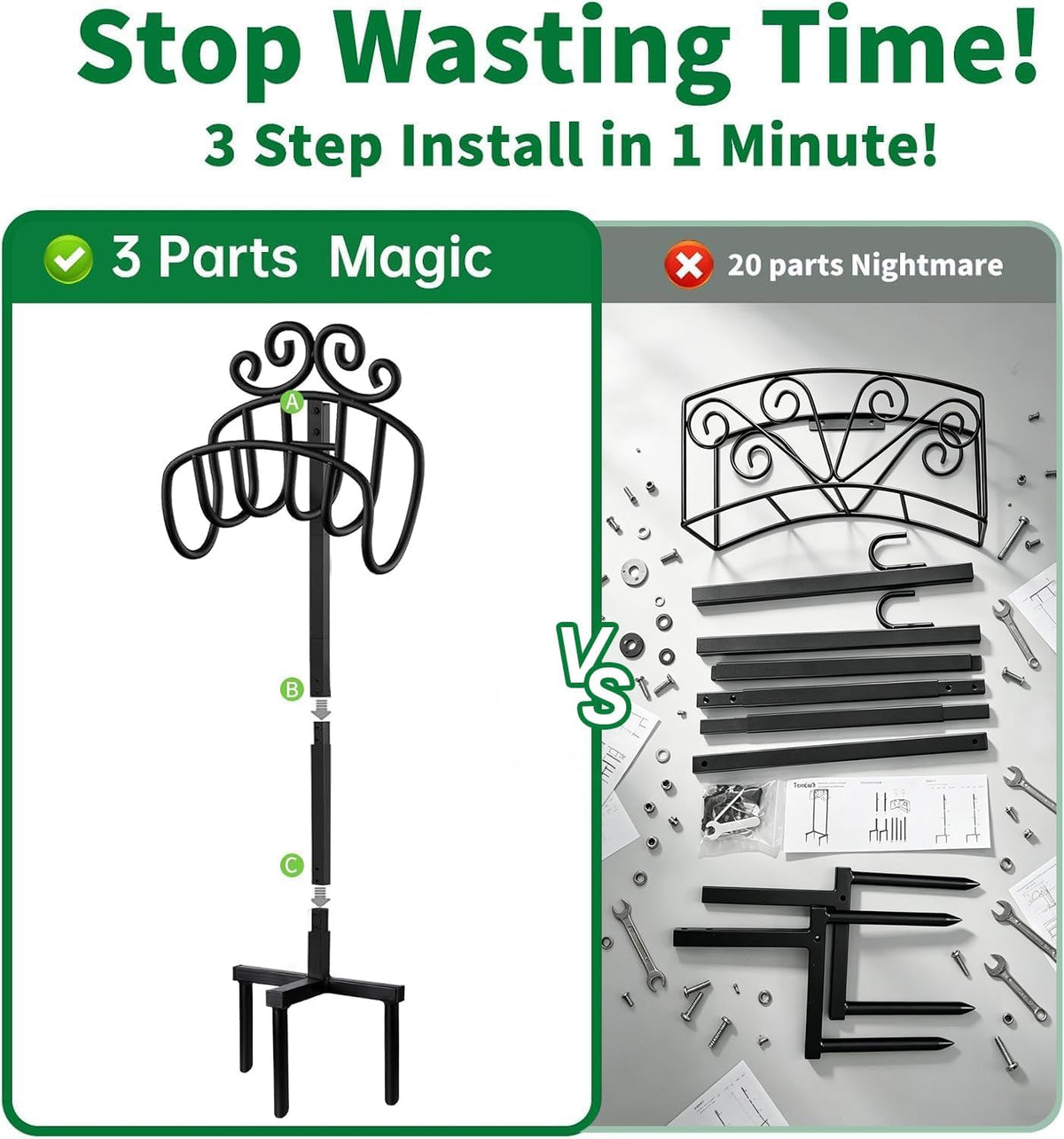 AMAGABELI GARDEN & HOME Hose Holder for Outside Freestanding 150 Feet Christmas Gift Heavy Duty Metal Detachable