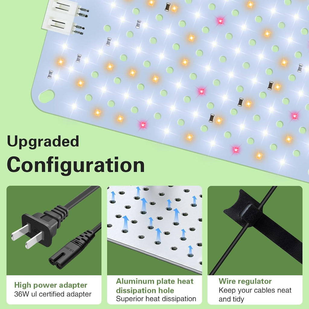40W Ultra-Thin Panel Full Spectrum Grow Lights, 768 LEDs Growing Light for Indoor Plants with Daisy Chain Function