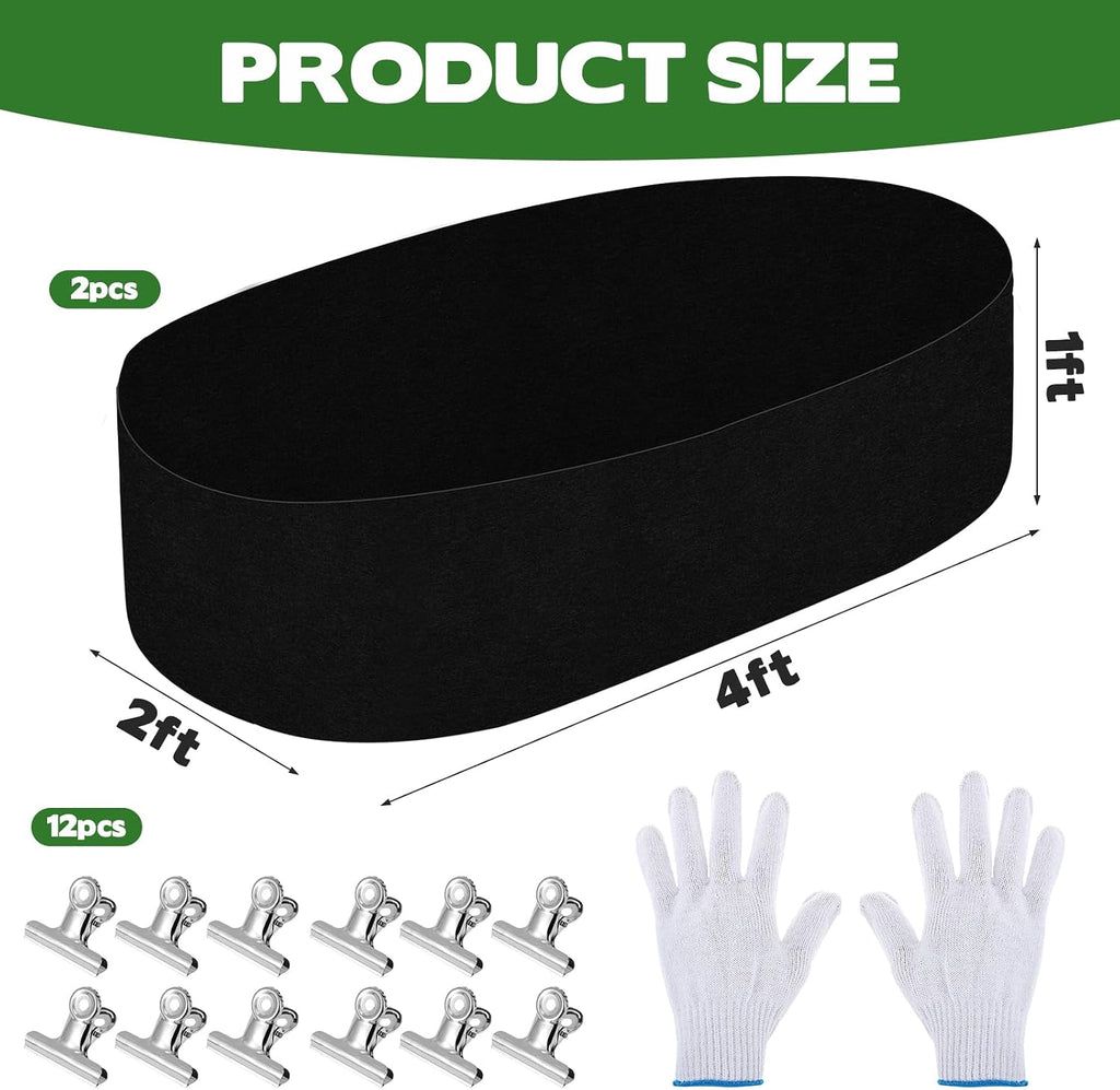 2 Sets Raised Garden Bed Liner Bag, 4 x 2 x 1 ft Oval Breathable Grow Bed Fabric Liners with Clips Gloves, Garden Grow