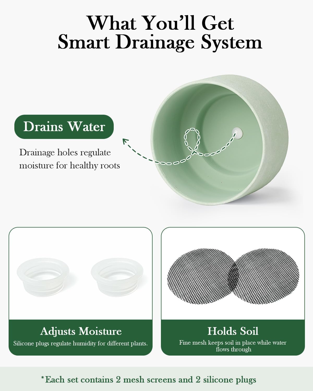 Succulent Pots, 8"+6" Plant Pots, Ceramic Planters for Indoor Plants | 2-piece set with drainage holes, hand-painted