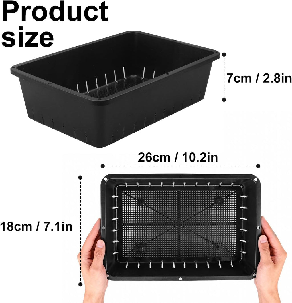25 Pack Seed Starter Trays 10 x 7 inches Microgreens Growing Trays with Mesh Bottom for Germination, Hydroponic &