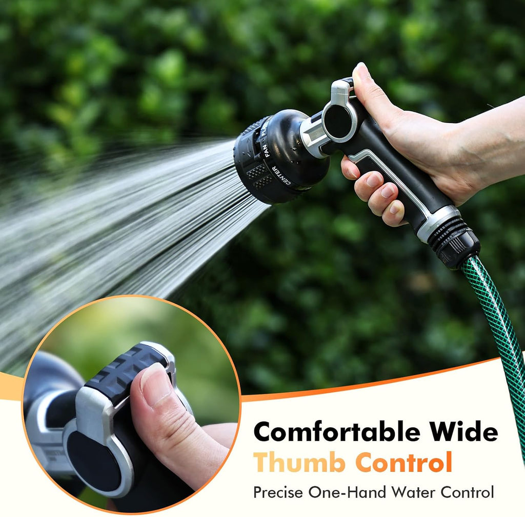 RESTMO Water Hose Nozzle Heavy Duty, Adjustable Garden Sprayer for Outdoor | 2-in-1 Twist Control, 9 Spray Patterns