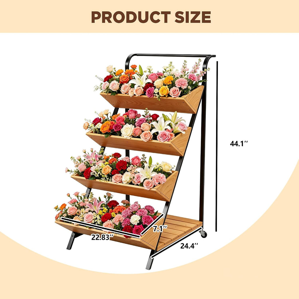 4-Tier Vertical Garden Planter Outdoor Tiered Planter on Wheels | Raised Garden Bed for Climbing Plants, Vegetables