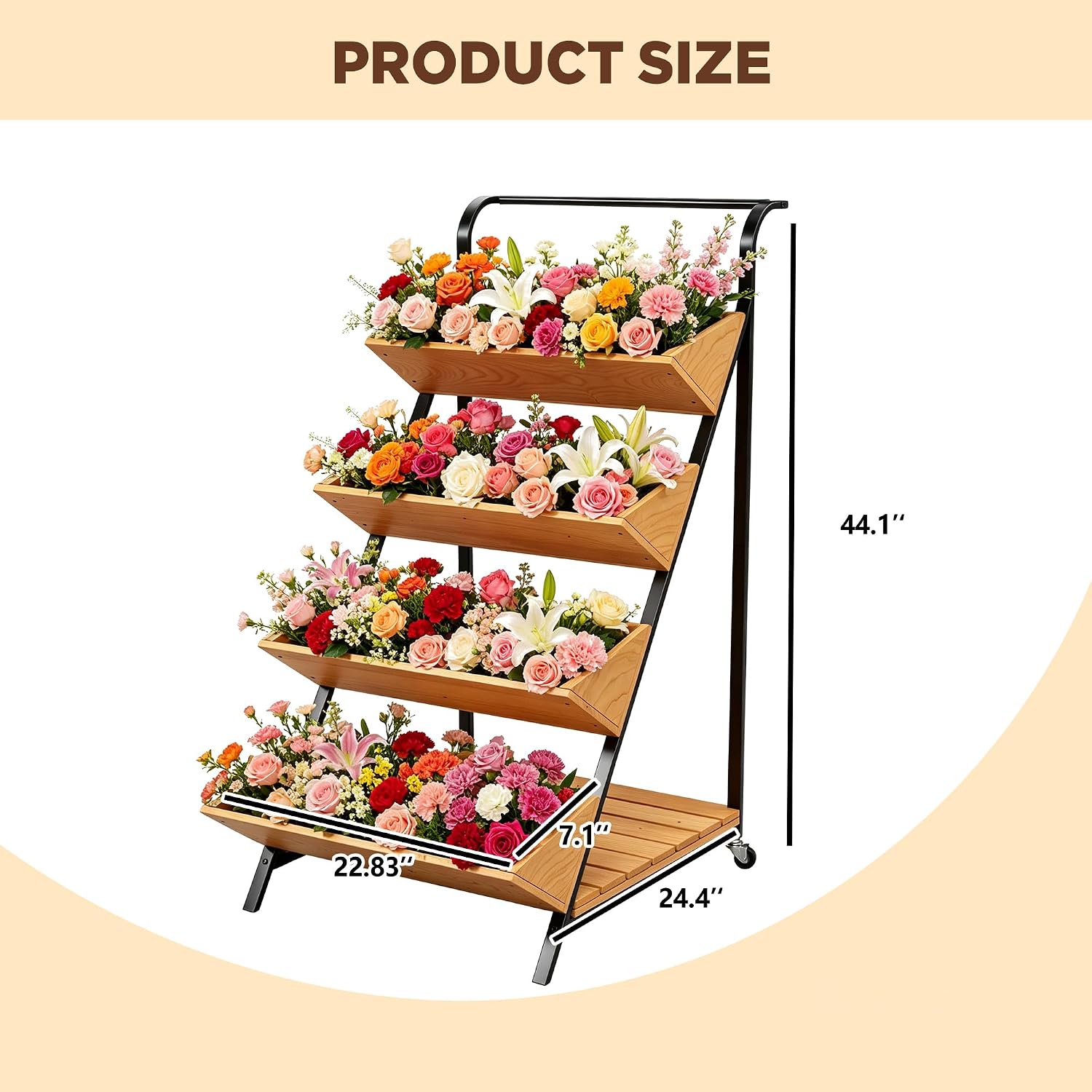 4-Tier Vertical Garden Planter Outdoor Tiered Planter on Wheels | Raised Garden Bed for Climbing Plants, Vegetables