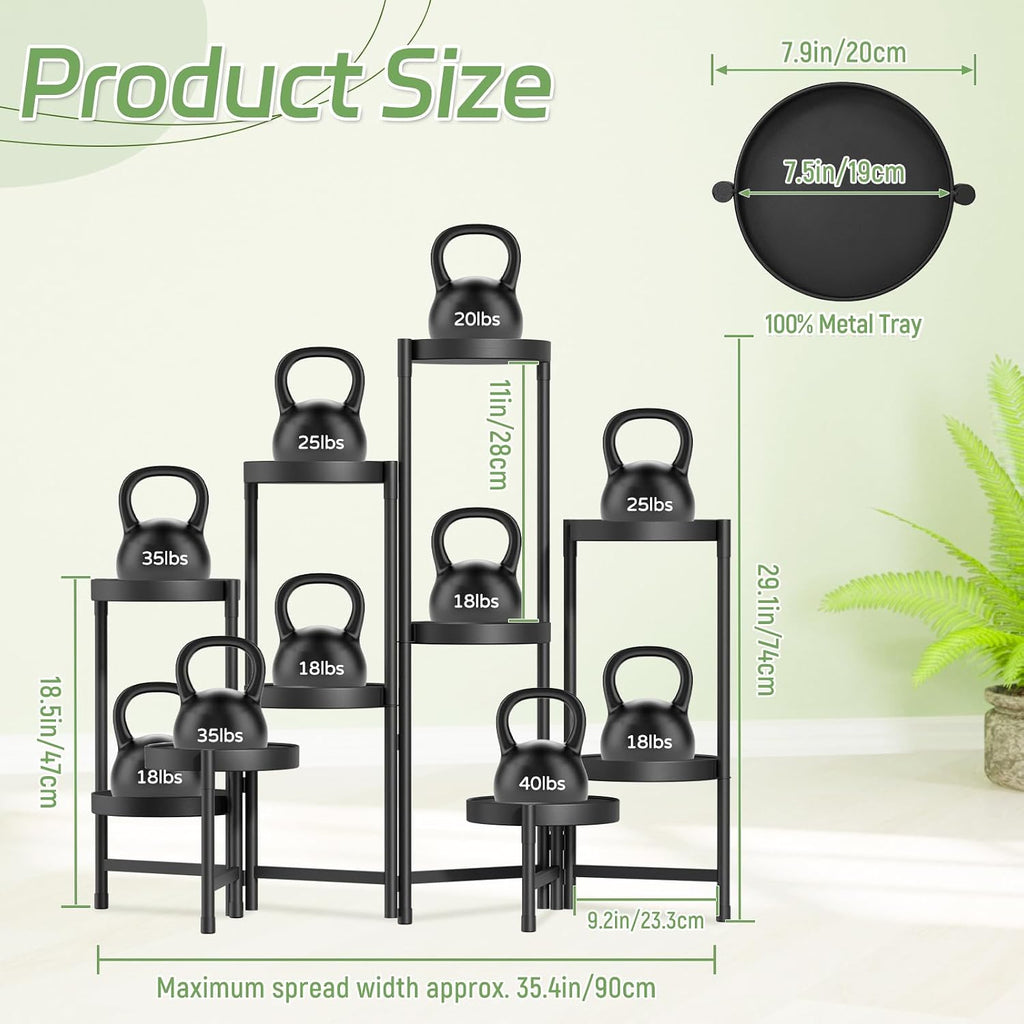 iDavosic.ly Plant Stand Indoor Outdoor, 10 Tier Metal Corner Shelf, Black | Tiered Flower Display Holder, Folding Multi