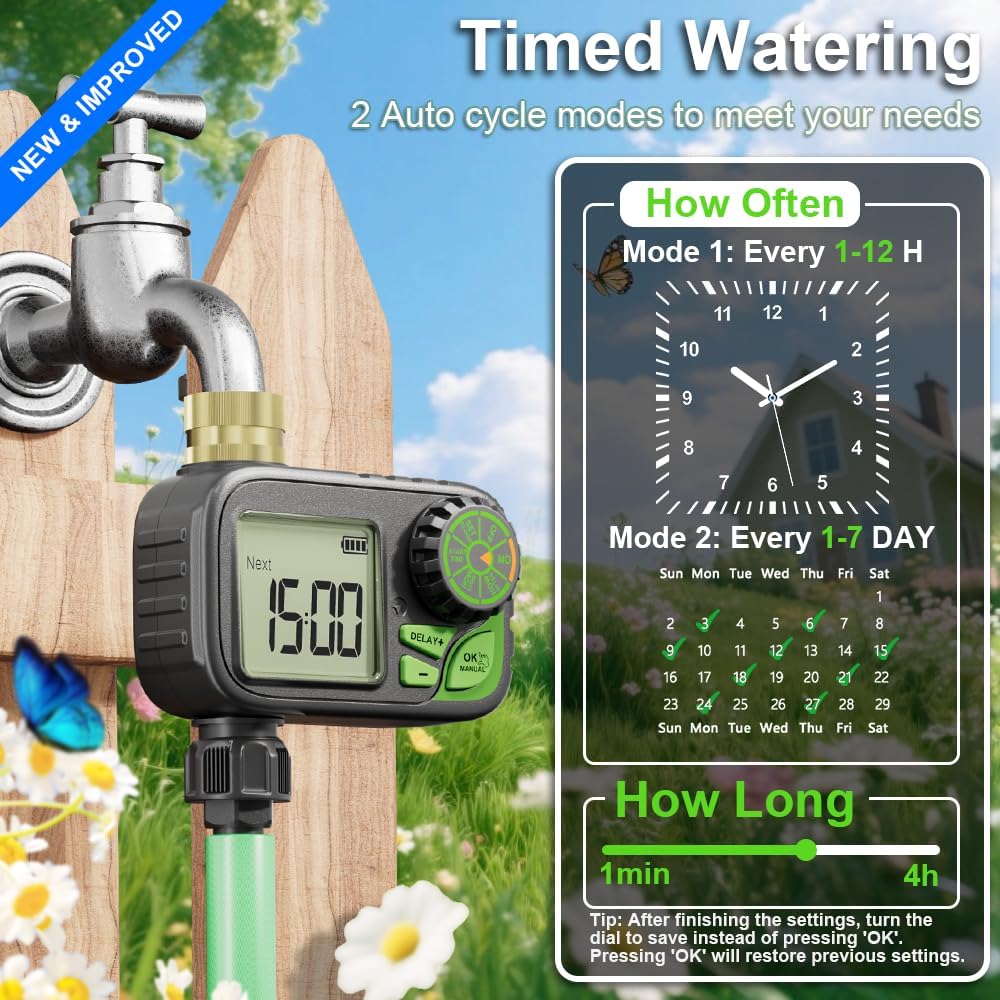 Programmable Digital Sprinkler Water Hose Irrigation Timer for Lawn | Outdoor Waterproof, Automatic Watering with