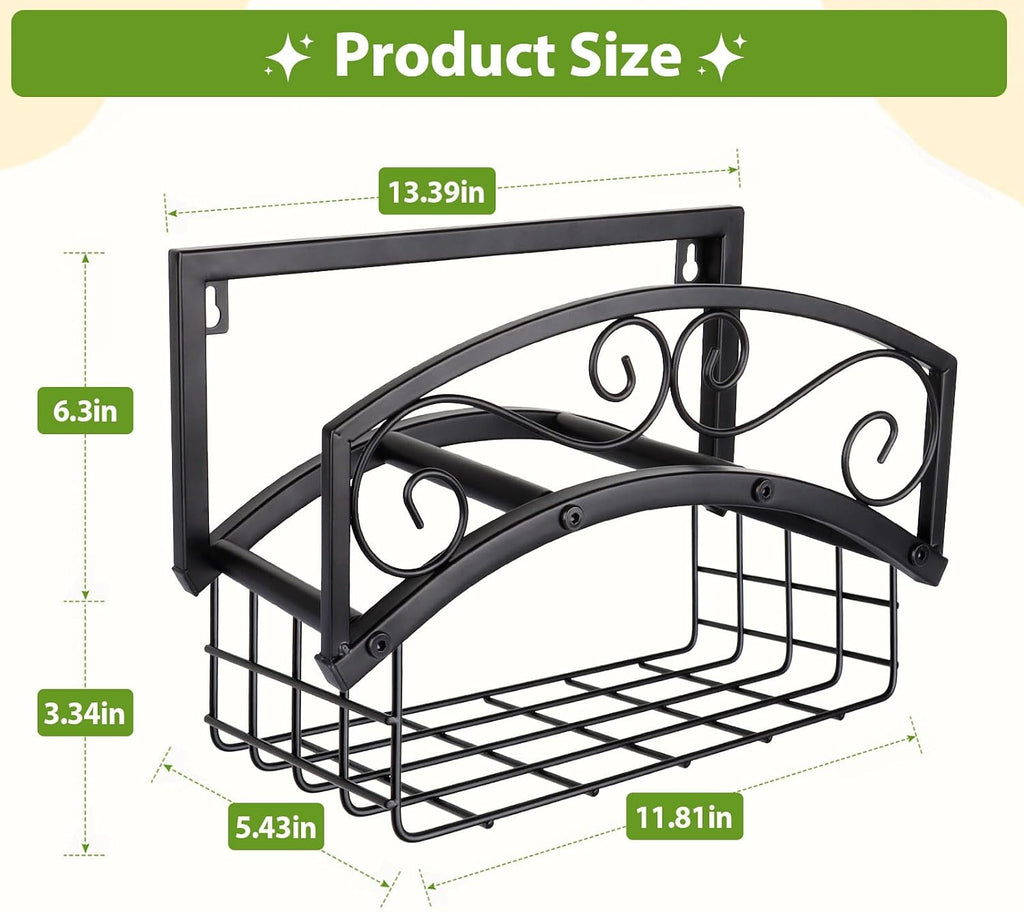 Garden Hose Holder Wall Mount, Metal Water Hose Holder with Basket | 150FT, Heavy Duty, Durable, Weather-Proof Hose
