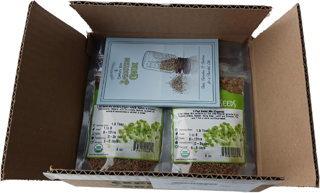 Handy Pantry Organic Sprouting Seed Mix – 2.5 lb – 10 Varieties: Alfalfa | Mung Bean, Broccoli, Lentil, Clover