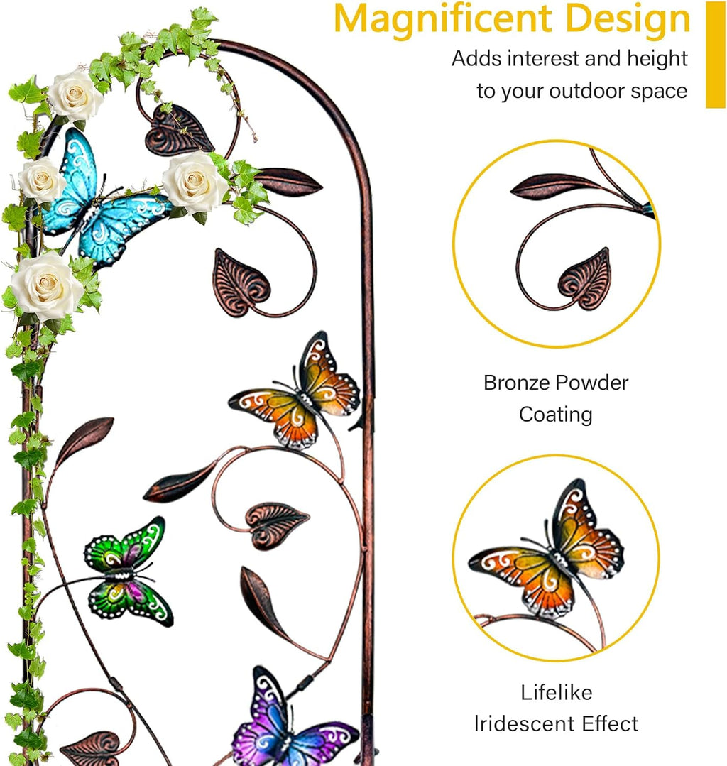 Aboxoo 2-Pack Butterfly Metal Garden Trellis, 60" Decorative Outdoor Fence | For climbing