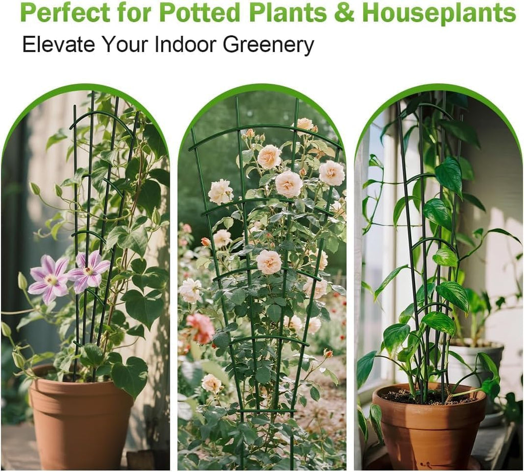 4-Pack Metal Trellis for Potted Plants, 32" Heavy Duty Garden Trellis for Climbing Plants, Rustproof Powder Coated