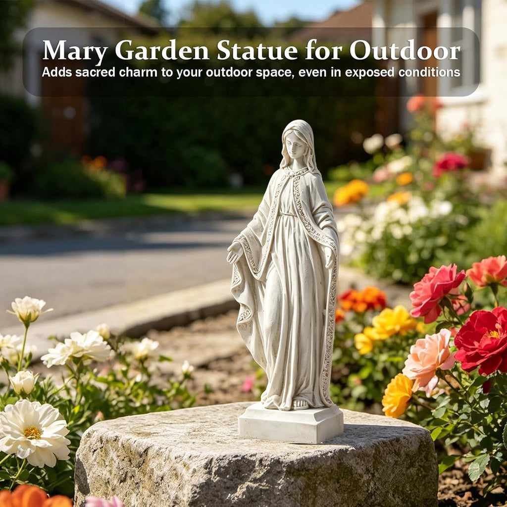 Virgin Mary Statue, 15" H Resin Blessed Mother Mary Statue | Religious Virgin Mary Statue Outdoor, Catholic Home Decor