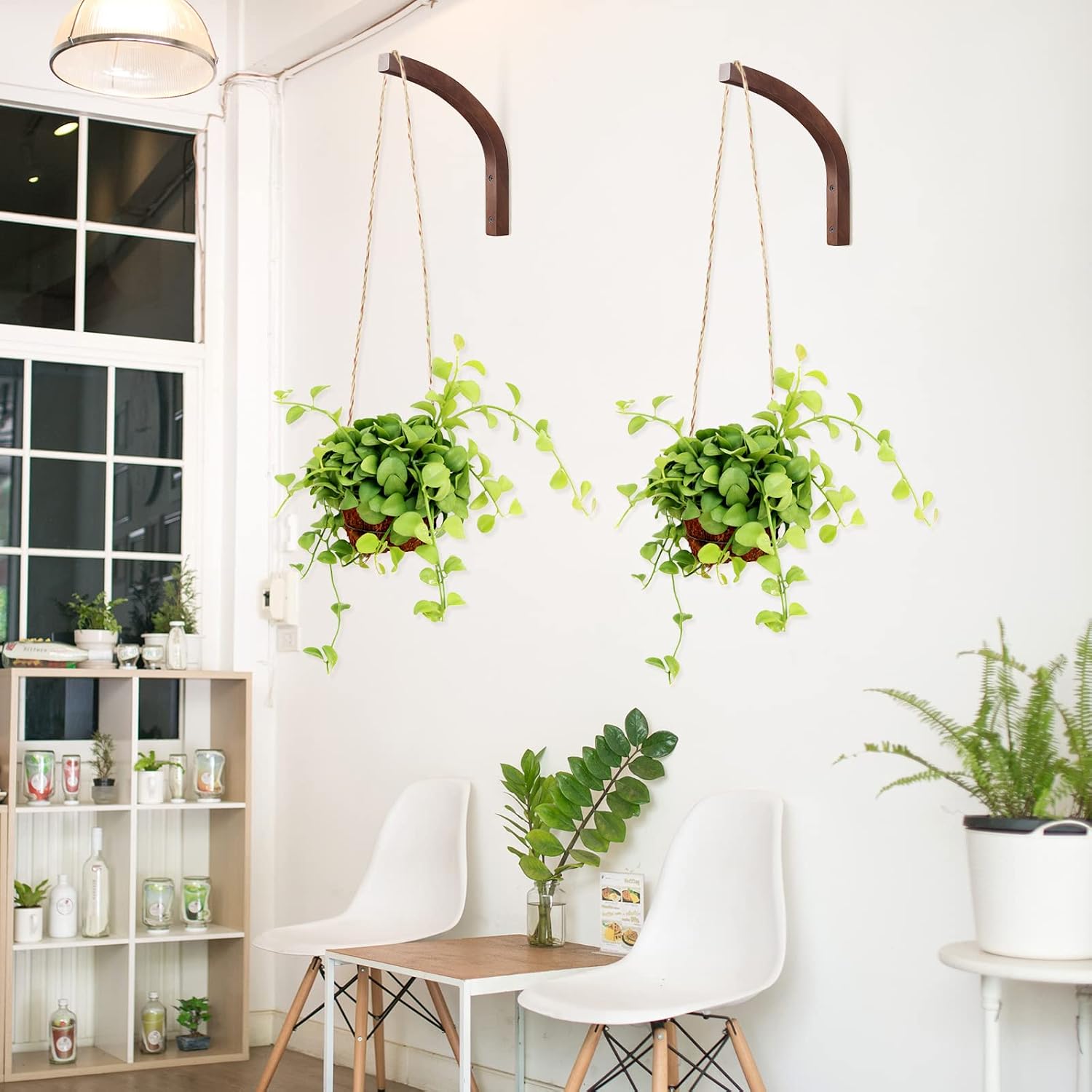 4 Pack 8 Inch Wooden Plant Hanger Wall Mount, Plant Hanging Bracket Hook for Indoor Outdoor, Hanging Bracket for Flower